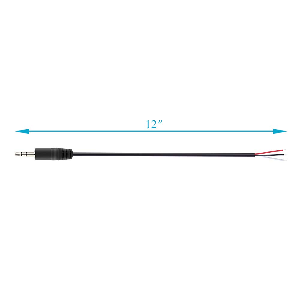 4 Pack 3.5mm Male Plug to Bare Wire Connector - TRS Stereo 1/8