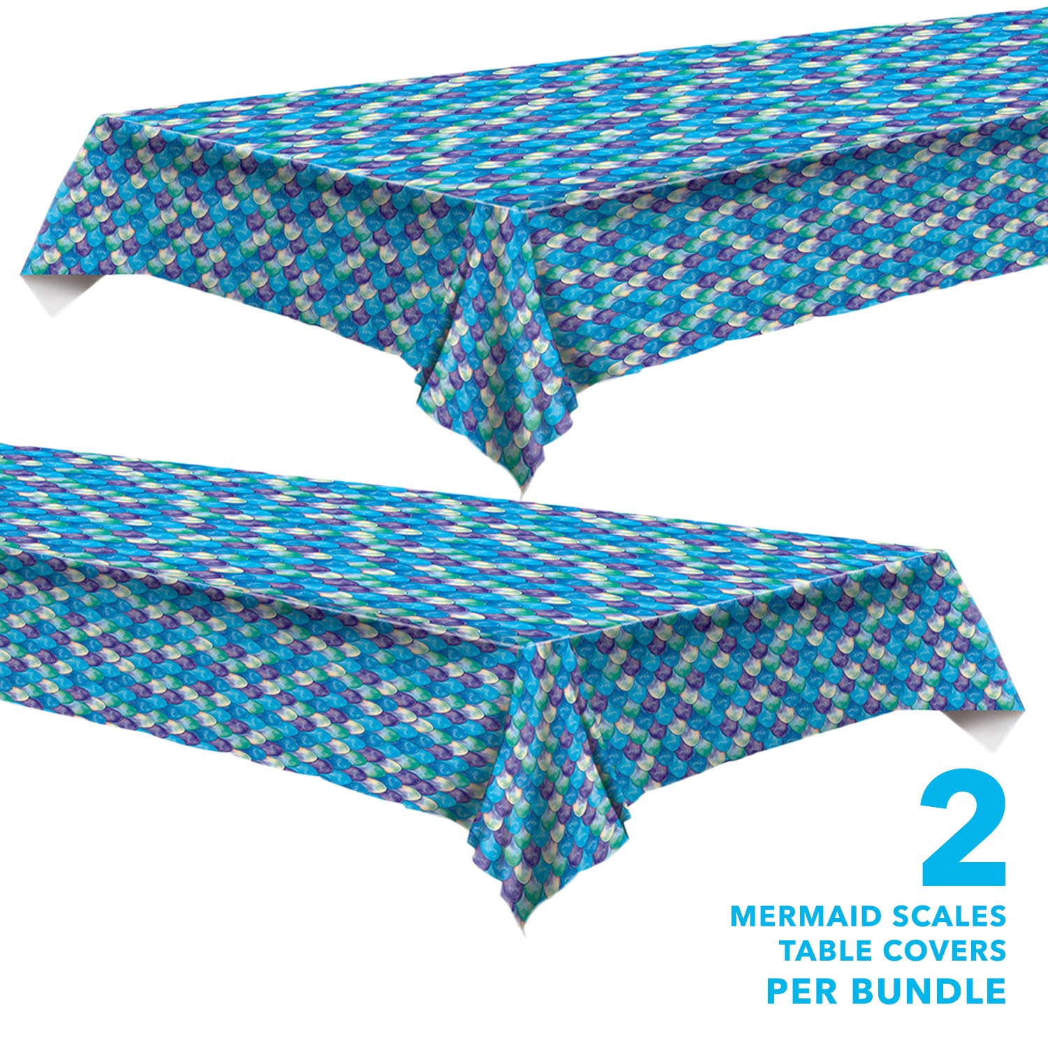 Mermaid Party Supplies - 2 Pack Mermaid Scales Table Covers for Birthday, Baby Shower & Themed Events - Waterproof & Reusable Decorations