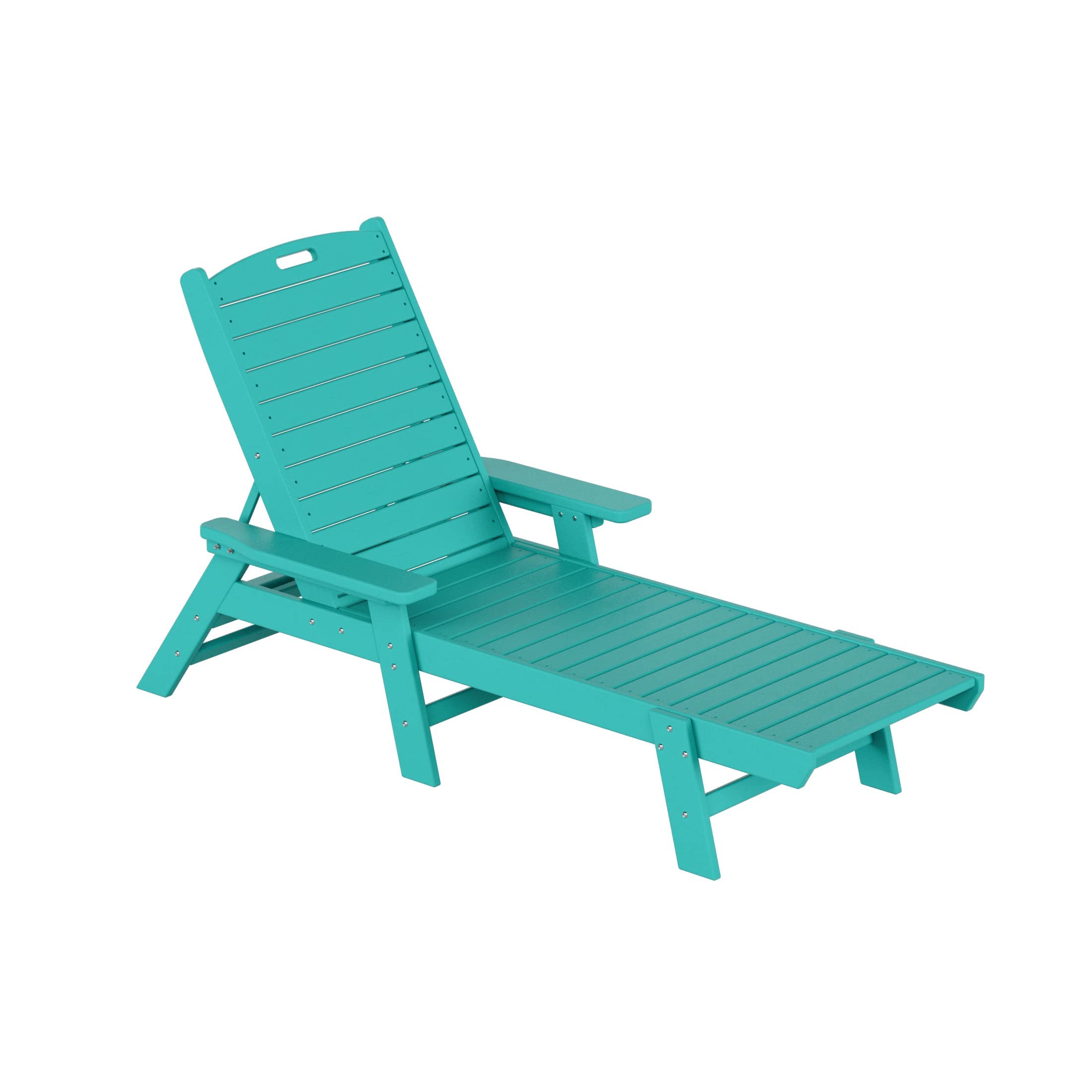 **WO Home Furniture HDPE Adirondack Reclining Chaise Lounge – Durable Poly Lumber Outdoor Chair with Armrests – UV & Weather Resistant for Patio, Backyard, Beach, Poolside, Porch – Perfect for Relaxing in Turquoise**