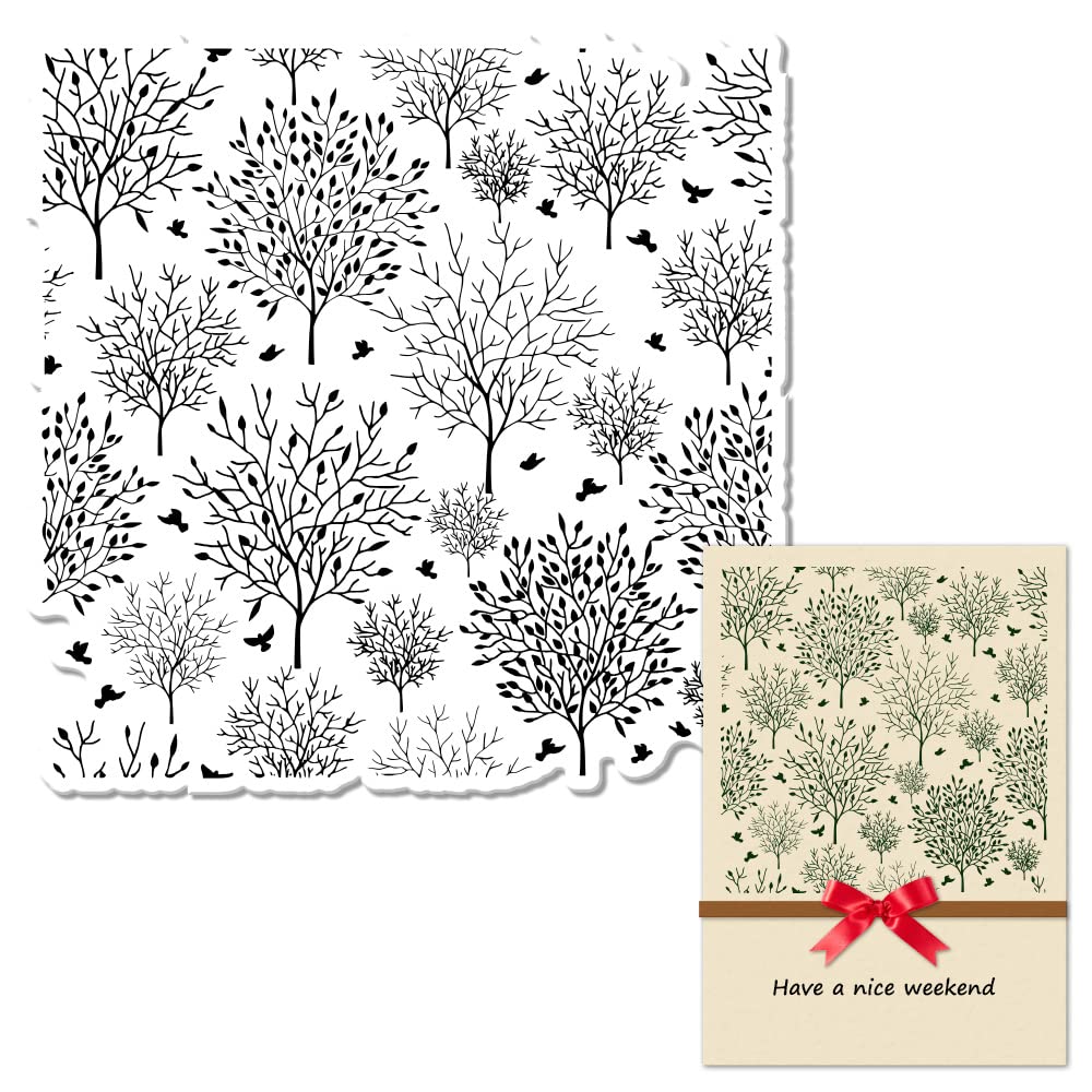 Spring Tree Background Clear Stamps for Card Making | Winter Bird Tree Transparent Rubber Stamps | DIY Scrapbook & Bullet Journal Decorations | Handmade Crafts & Notebook Embellishments | Perfect for Greeting Cards, Journals, and Scrapbooking Projects