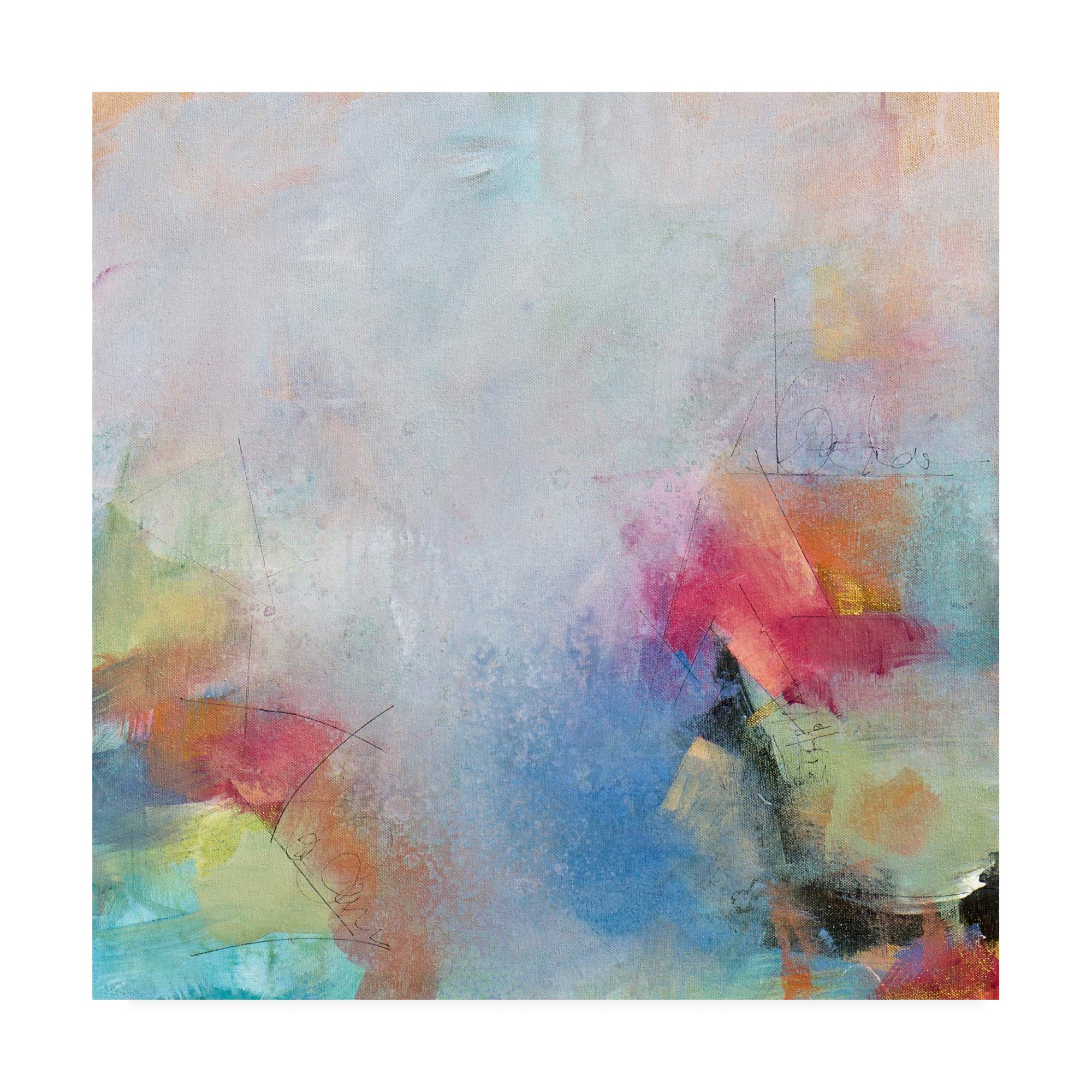 Karen Hal Happy Place Abstract Art Print 18x18 - Modern Wall Decor for Living Room, Bedroom & Office - Premium Trademark Fine Art