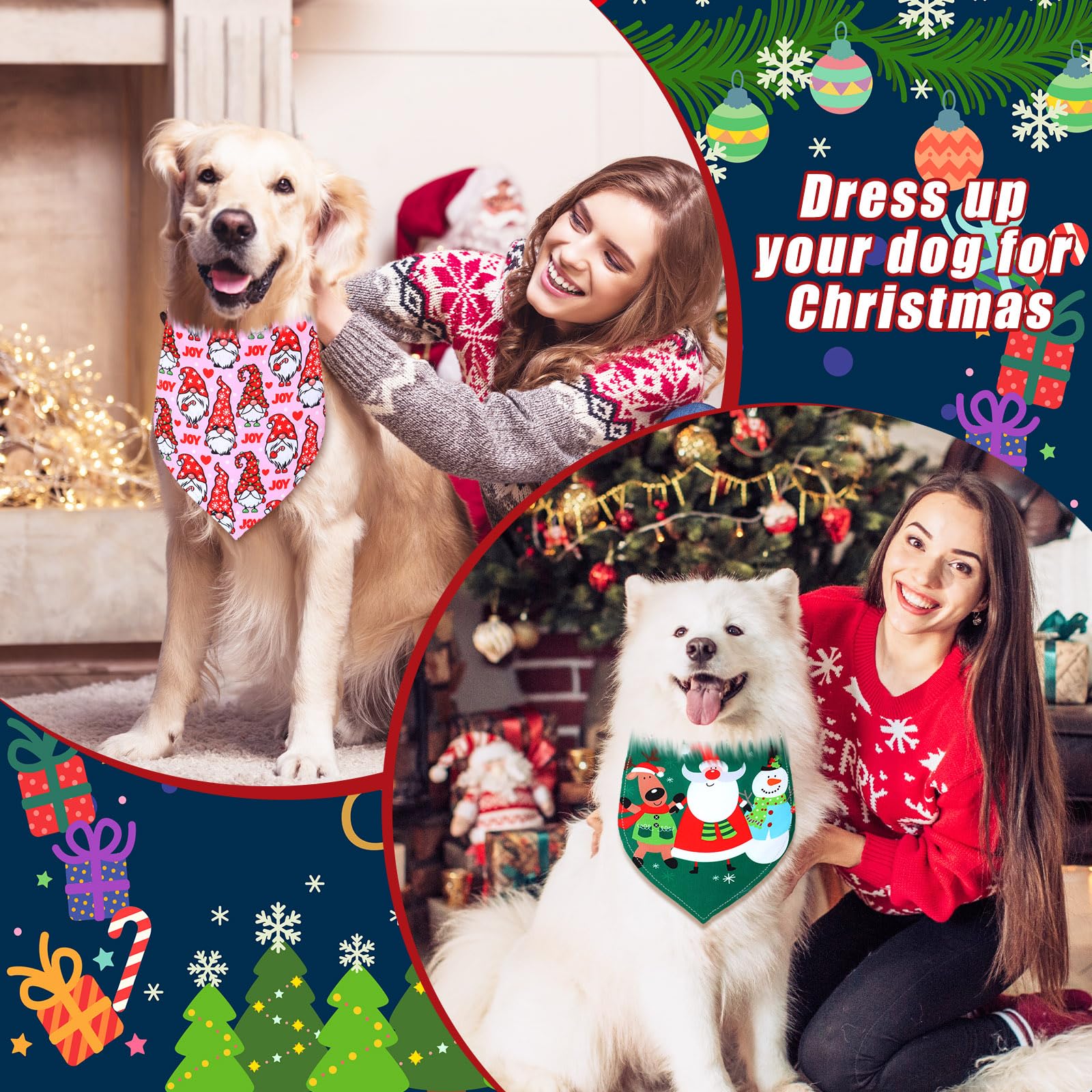 100 Pcs Christmas Dog Bandanas Bulk - Holiday Triangle Bibs Scarf for Dogs & Cats - Soft Breathable Pet Accessories for Large Dogs & Puppies - Perfect for Xmas Parties, Pet Photos & Festive Celebrations
