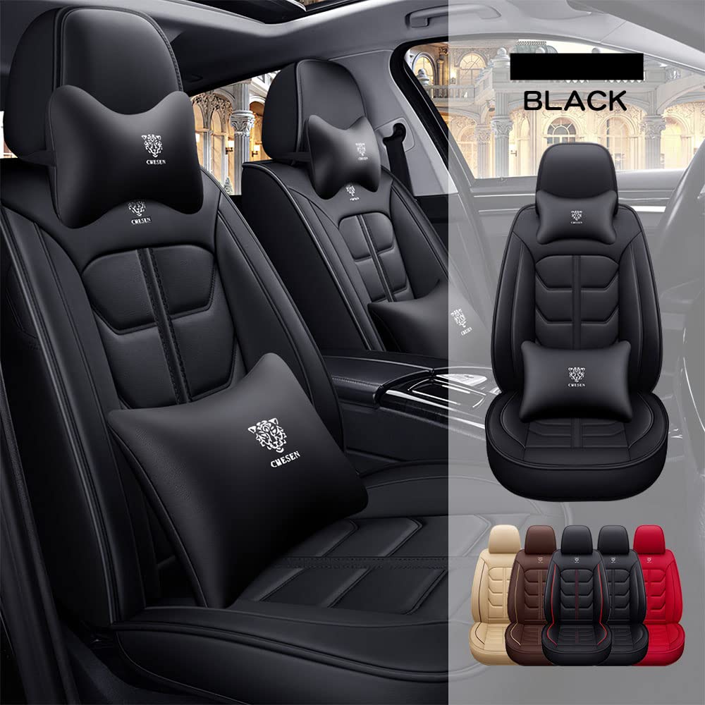 Premium PU Leather Waterproof Car Seat Covers for Toyota RAV4 2006-2013 - Luxury Front Set (Black) | Durable Vehicle Interior Accessories for Comfort & Protection | Perfect for Daily Commute, Road Trips & Family Travel