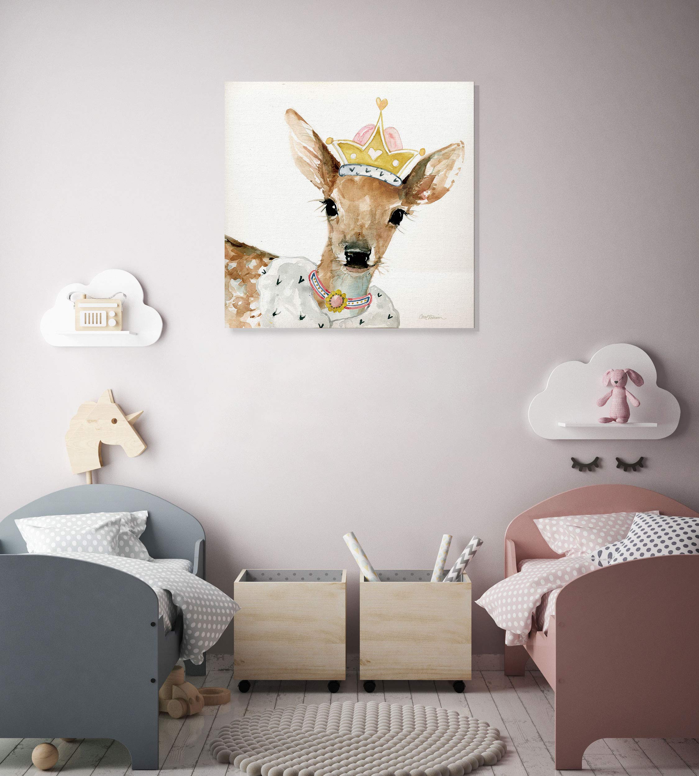 Glamour Girls Deer Animal Wall Art - 24x24 Inch Nursery Decor, Kids Room & Playroom Decoration - Perfect for Baby Shower Gifts & Children's Bedroom