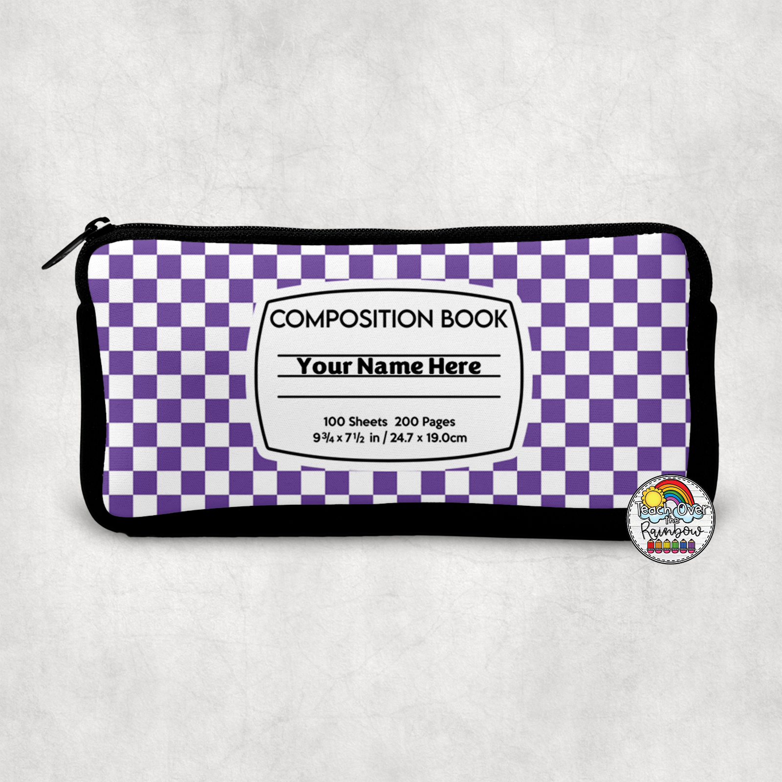 Checkered Comp 2 Small Pencil Case - Stylish School & Office Organizer for Pens, Markers & Art Supplies - Perfect for Students, Artists & Professionals