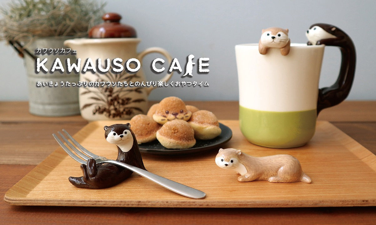 Premium Chocolate Otter Chopstick Rest & Pen Holder - Cute Animal Desk Organizer for Asian Dining, Office, and Home Decor