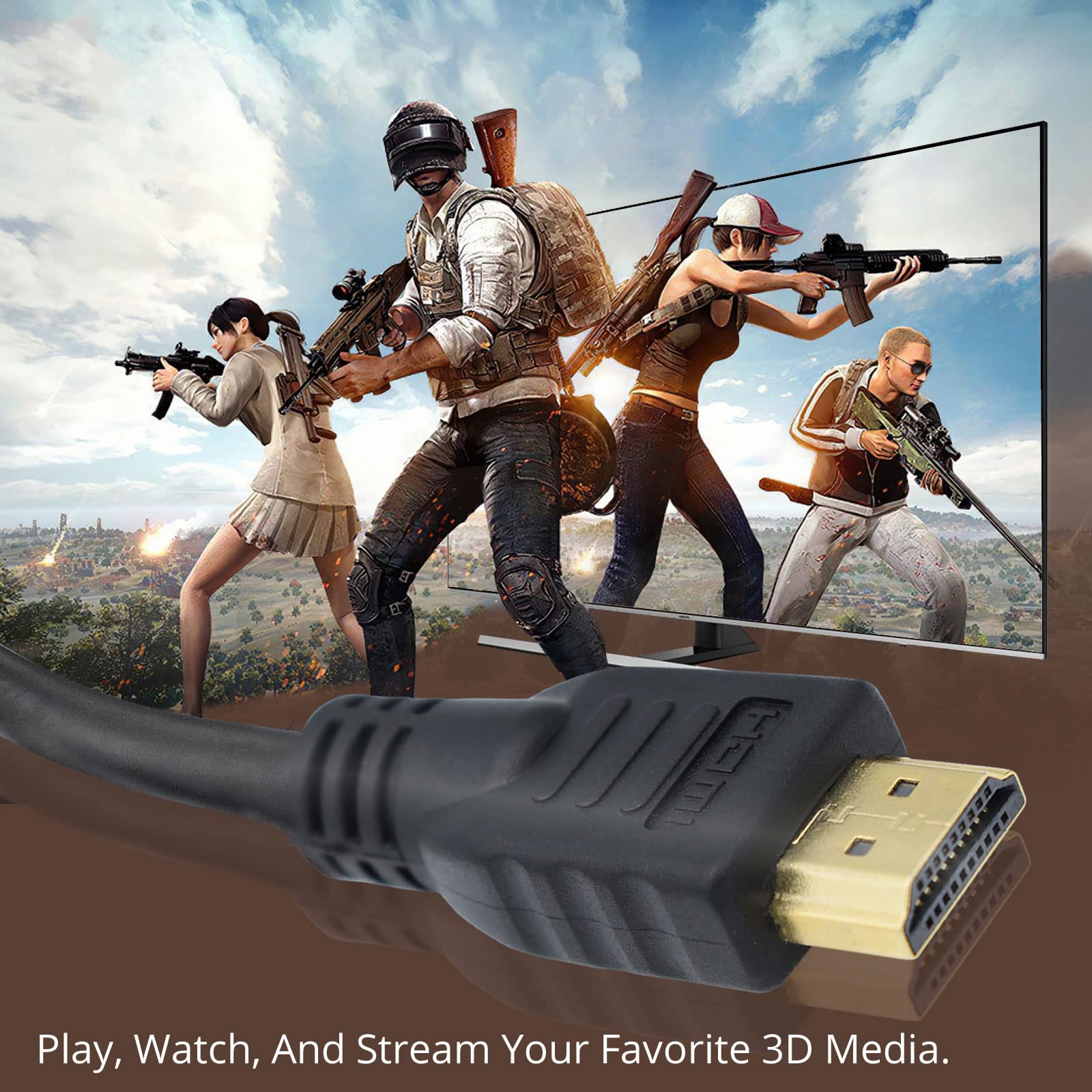 Premium Black HDMI Cable - High-Speed 4K Gold-Plated 2m (6.6ft) for Sony PlayStation 4/5, PS3, Xbox, Nintendo Switch, Roku - Perfect for Gaming & Home Theater Setup
