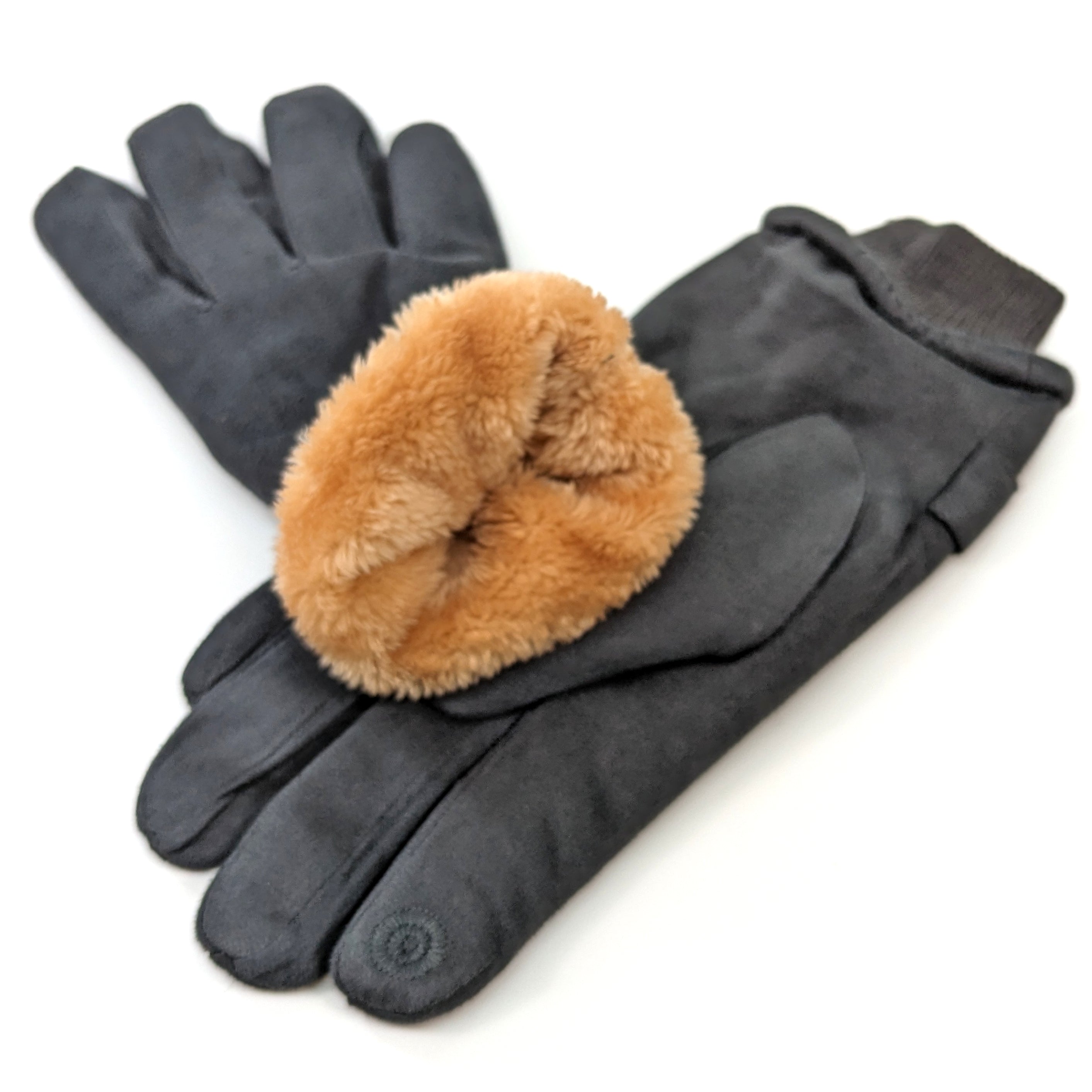 Unisex Stylish Button Detail Gloves - Dark Grey for Winter Fashion & Outdoor Activities