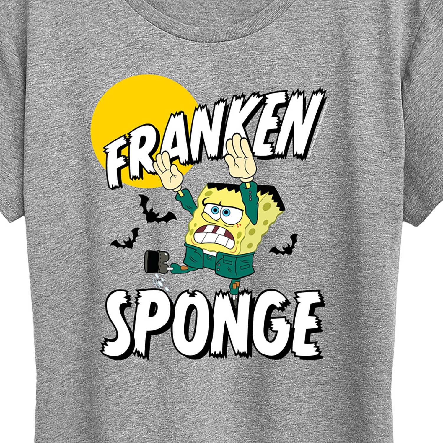 HYBRID APPAREL Women's Spongebob Squarepants Franken Sponge Graphic T-Shirt - Short Sleeve Cotton Tee for Casual Wear, Cosplay & Pop Culture Fans
