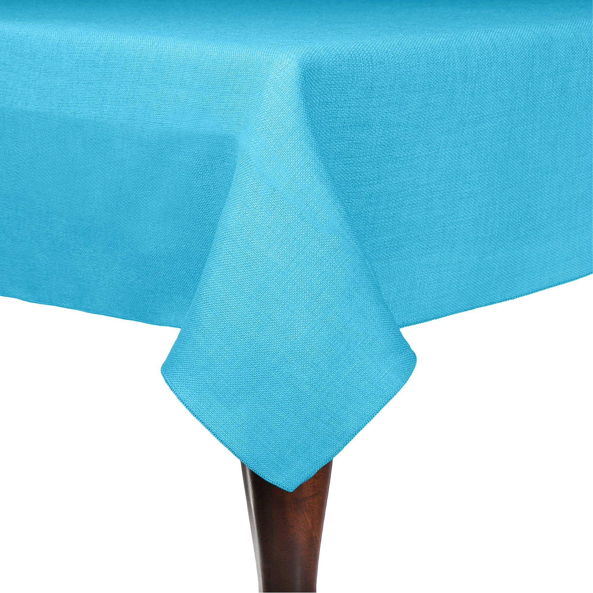 5-Pack Havana 54 x 54-Inch Square Faux Burlap Tablecloths - Turquoise Blue Basket Weave Textile for Dining Room, Party & Outdoor Decor