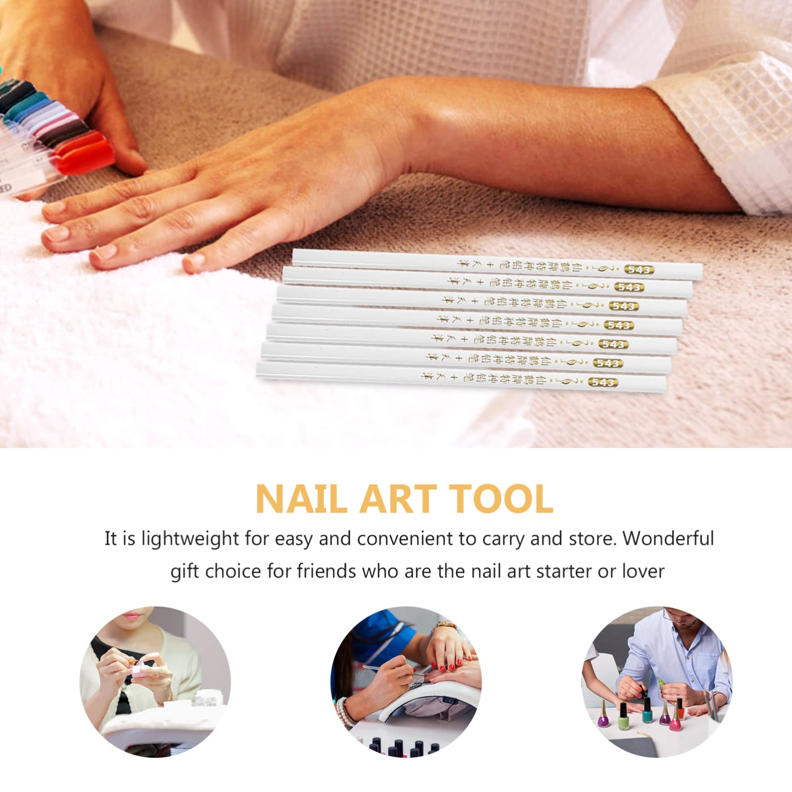 24pcs White Nail Art Pencils - French Tip Dotting Pens with Cuticle Pusher for DIY Manicure | Professional Nail Design Tools for Salon & Home Use | Perfect for French Tips, Nail Art, and Gel Polish Designs