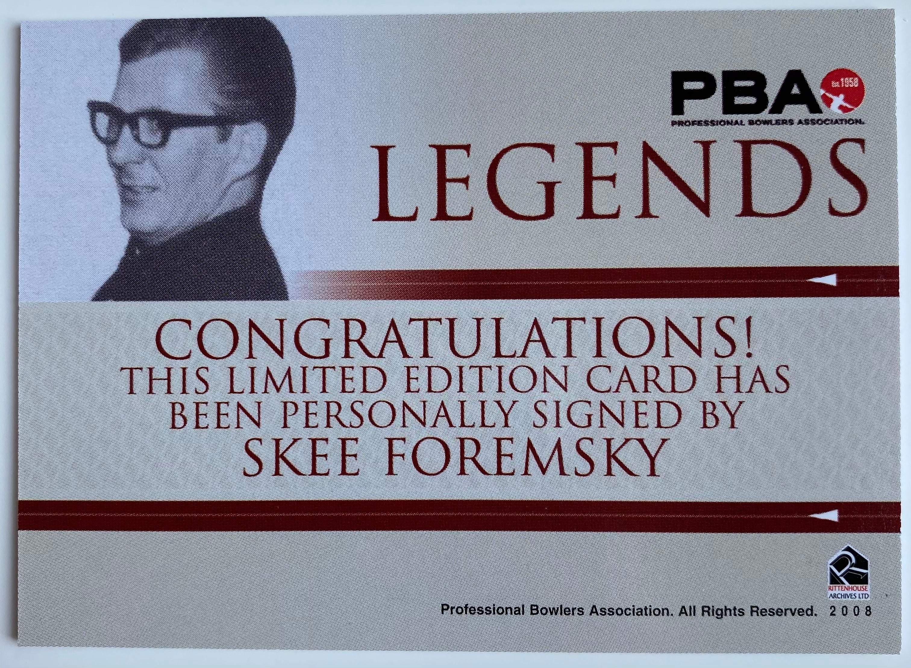 2008 Rittenhouse PBA Legends Autograph Bowling Card - Skee Foremsky - Collectible Sports Memorabilia for Bowling Fans & Card Collectors - Perfect for Display, Gifts, and Tournaments