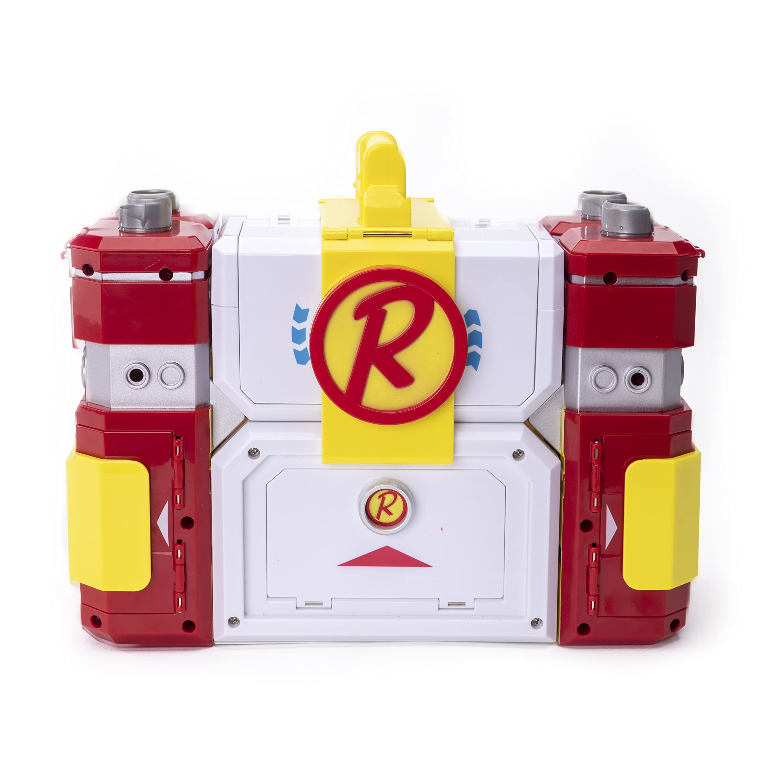 Ryan's World Mega Mecha Titan Robot - Transforming Chest to Red Titan Robot | 5 Micro Figures, Spinner, Wearable Eye Mask & Cape, Stickers Included | Perfect for Kids' Playtime, Birthday Gifts & Action Figure Collectors