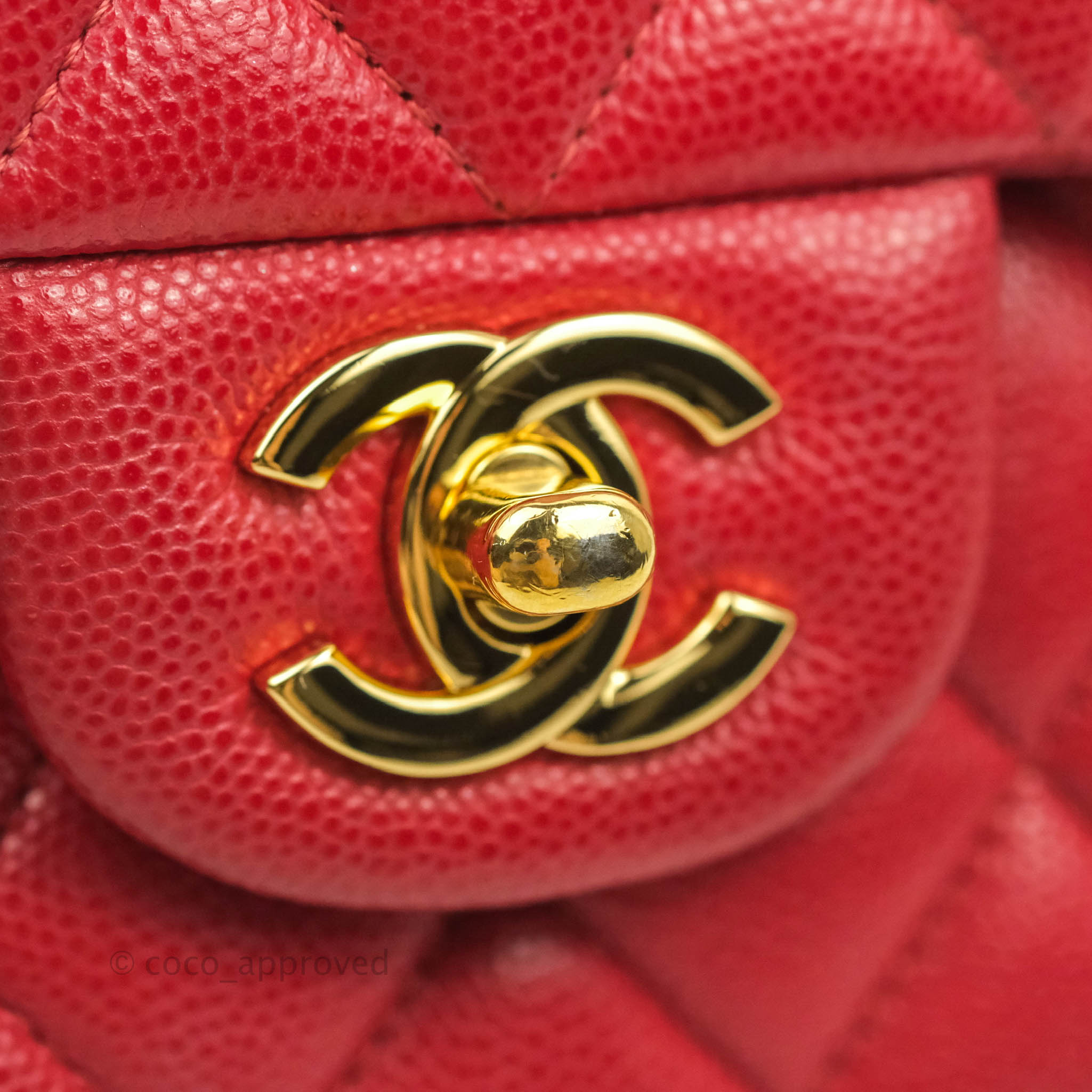 Chanel Classic Medium Double Flap Bag in Red Caviar Leather with Gold Hardware - Luxury Handbag for Women, Perfect for Parties, Weddings & Everyday Elegance