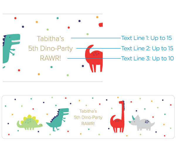 Custom Water Bottle Labels for Dino Themed Birthday Parties - Personalized Name Stickers for Kids' Party Favors & School Events