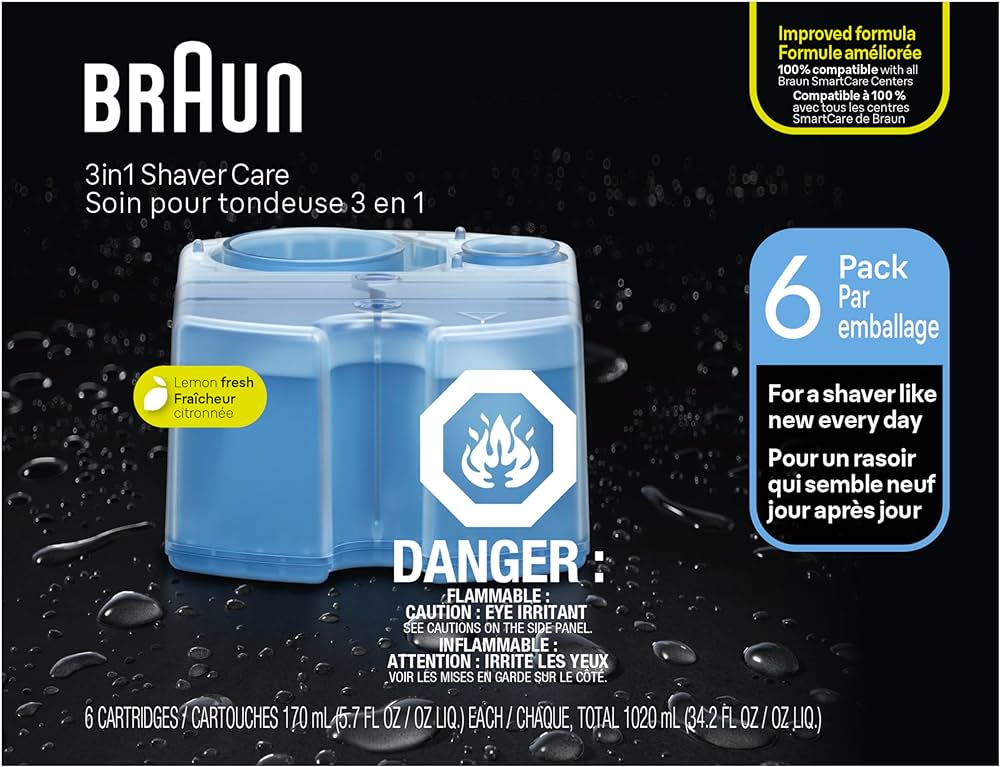 Braun Clean & Renew Refill Cartridges 6 Pack - New Version OEM Replacement - Perfect for Electric Shaver Maintenance & Travel Convenience