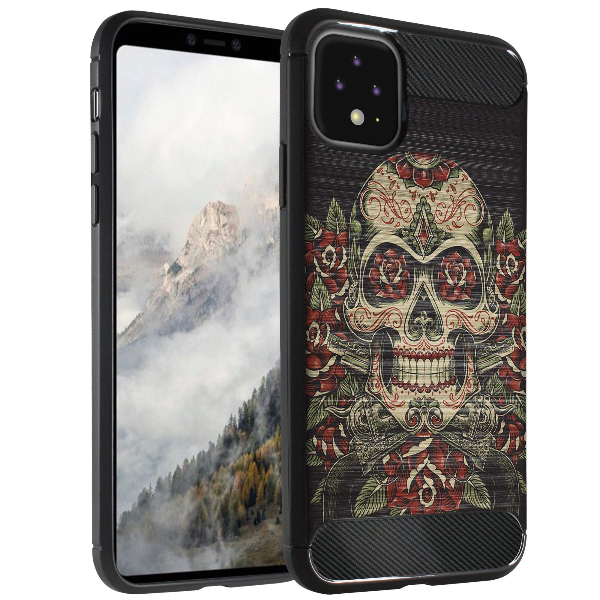 Google Pixel 4 XL Case - Rose Skull TPU Cover | Slim Protective Phone Case for Daily Use