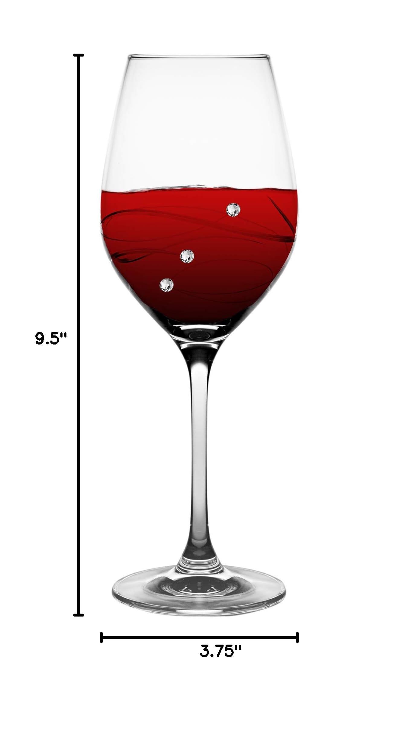 Barski Handmade Crystal Red Wine Glasses Set of 4 - 16 oz Elegant Sparkling Glassware Decorated with Real Diamonds - European Crafted Stemware for Wedding Gifts, Anniversary, Fine Dining & Home Decor