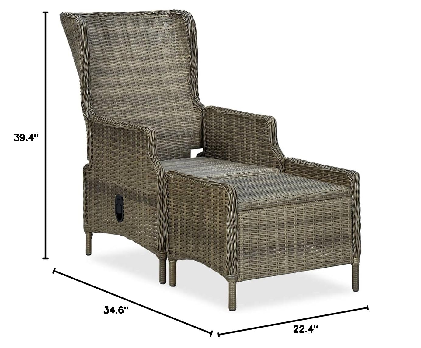 Brown Poly Rattan Reclining Garden Chair with Cushions & Footstool - Outdoor Patio, Balcony, Terrace Lounge Seating Furniture for Relaxing in Backyard, Poolside or Garden