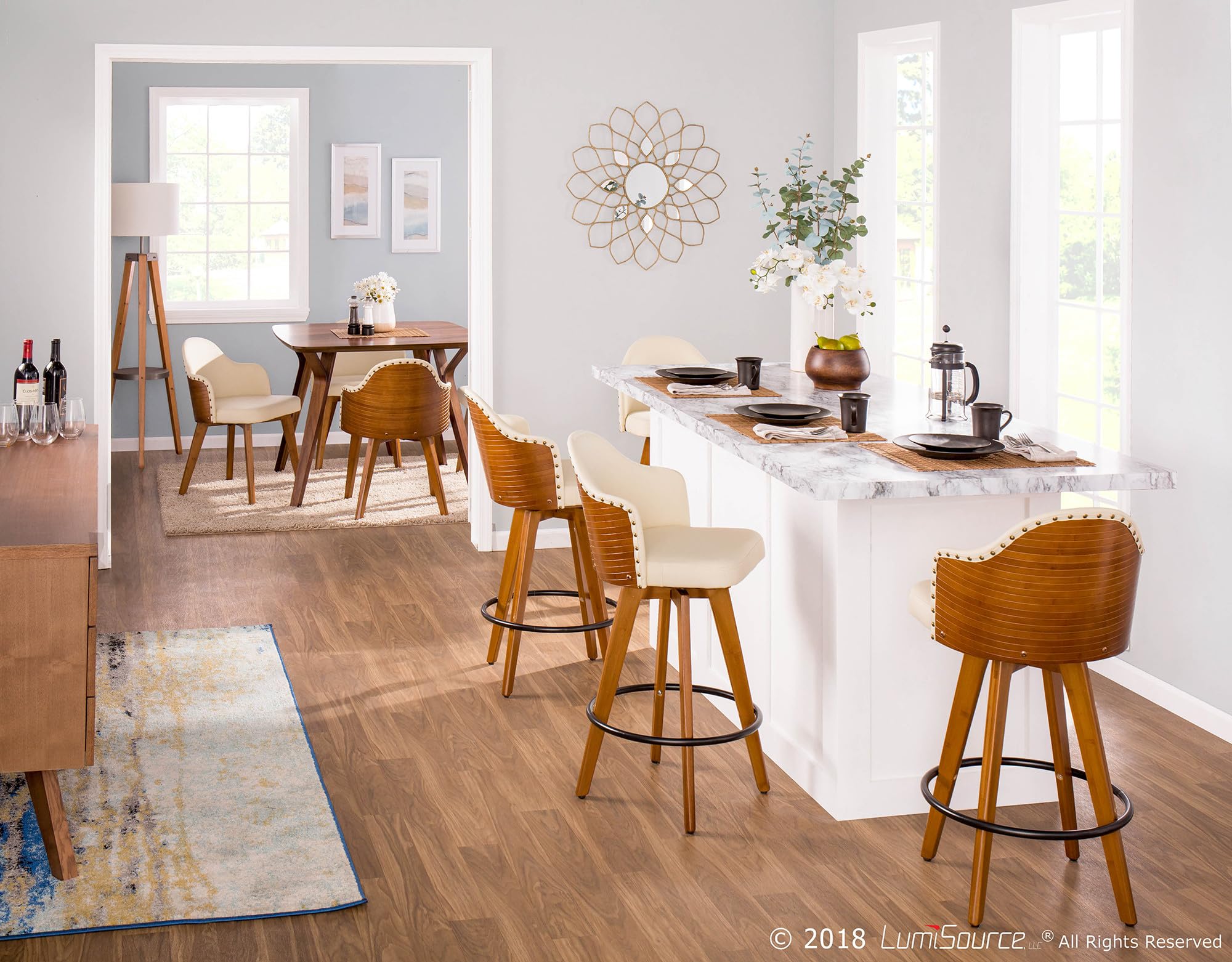 LumiSource Ahoy Mid-Century Modern Upholstered Dining Chair - Stylish Kitchen & Dining Table Chairs for Home & Restaurant Use