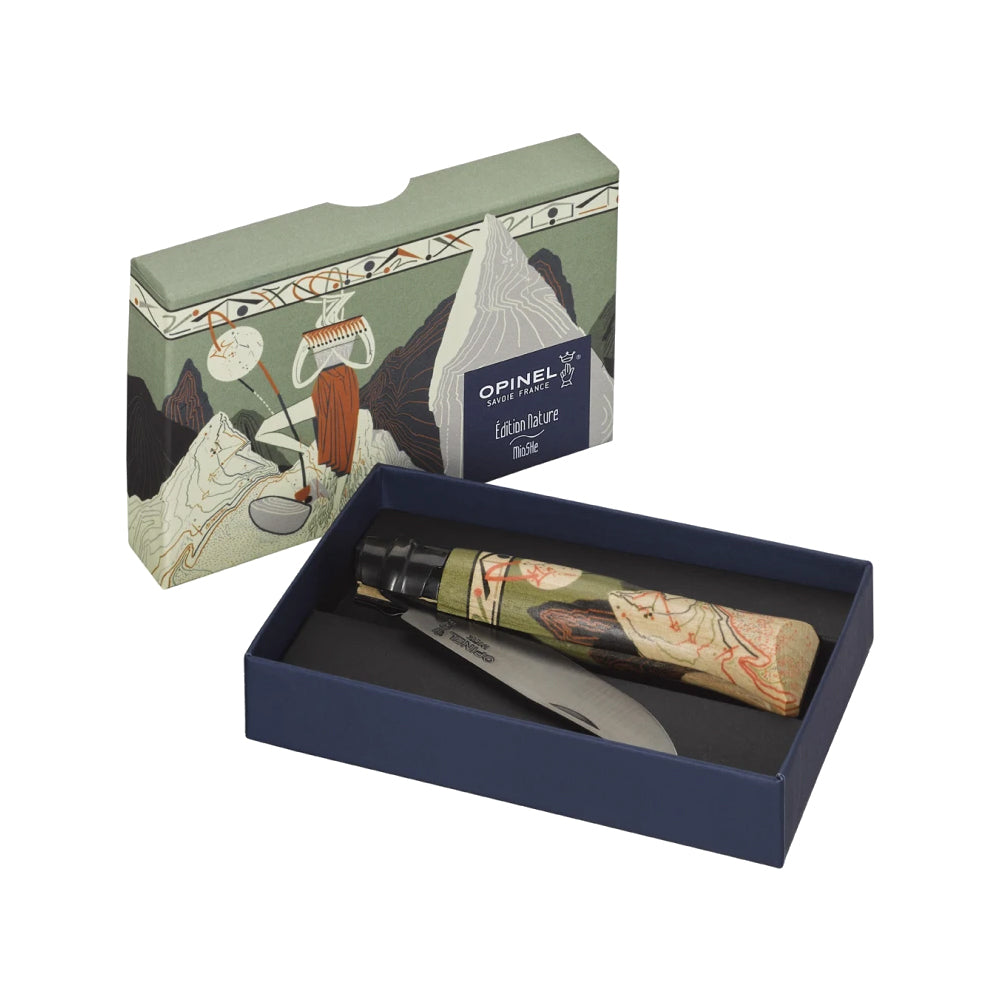 Opinel No.08 Nature Edition IV Folding Knife - High Carbon Steel Blade, Beechwood Handle - Perfect for Camping, Hiking & Outdoor Adventures