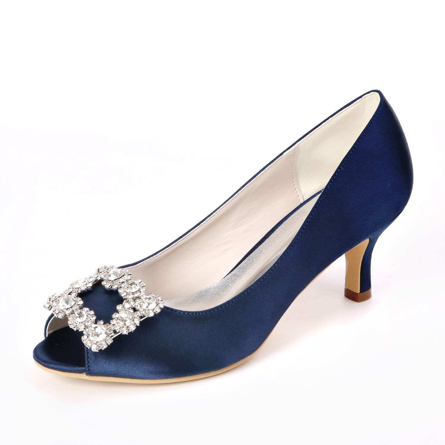 Elegant Women's Peep Toe Wedding Shoes – Low Heel Bridal Pumps in Satin for Bride, Evening Party & Special Occasions | Perfect for Ceremonies, Receptions & Formal Events