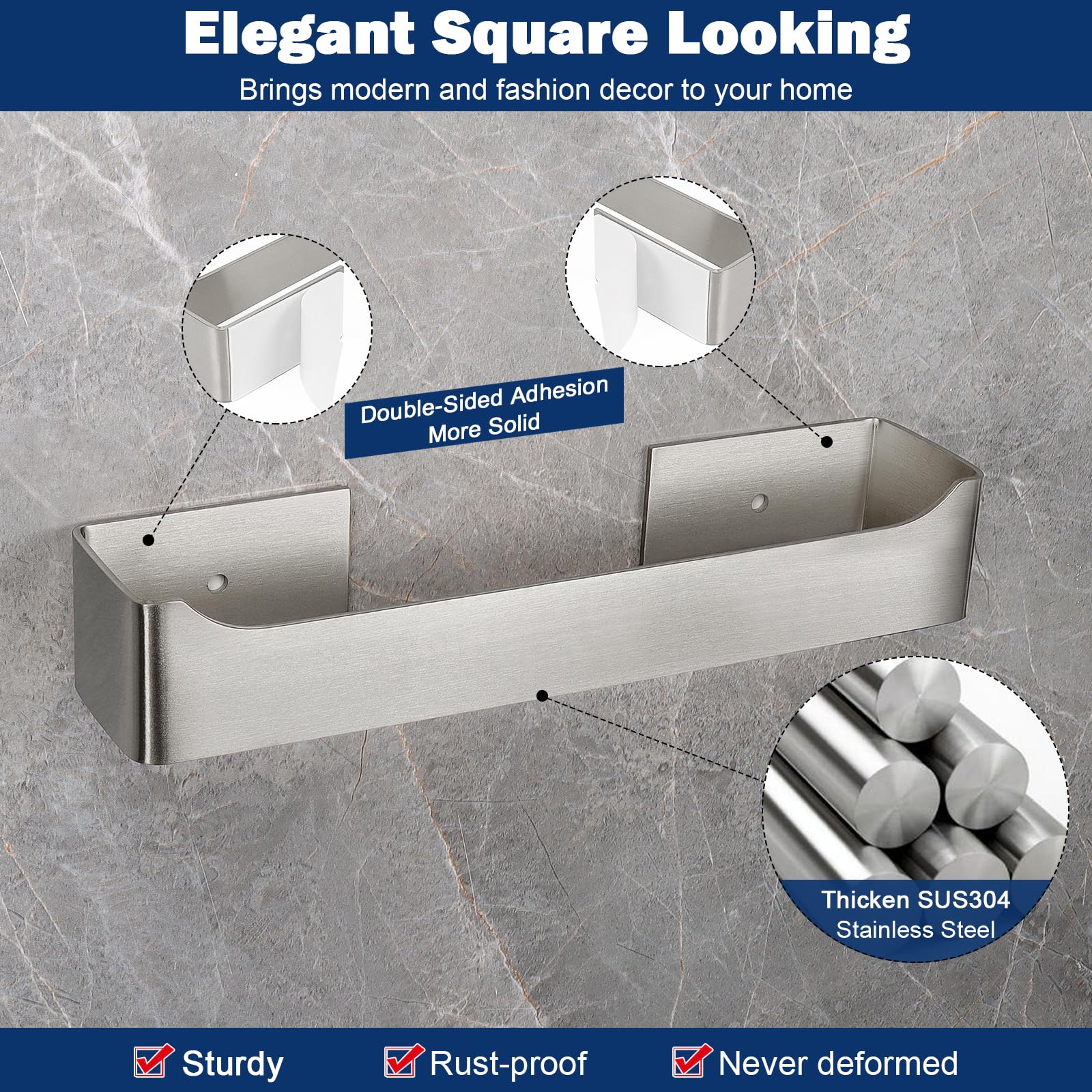 NearMoon Self Adhesive Stainless Steel Hand Towel Holder - 9 Inch Brushed Nickel Wall Mounted Towel Ring for Bathroom & Kitchen - Rustproof Stick-on Towel Rack with Square Design - Perfect for Small Spaces & Apartment Living
