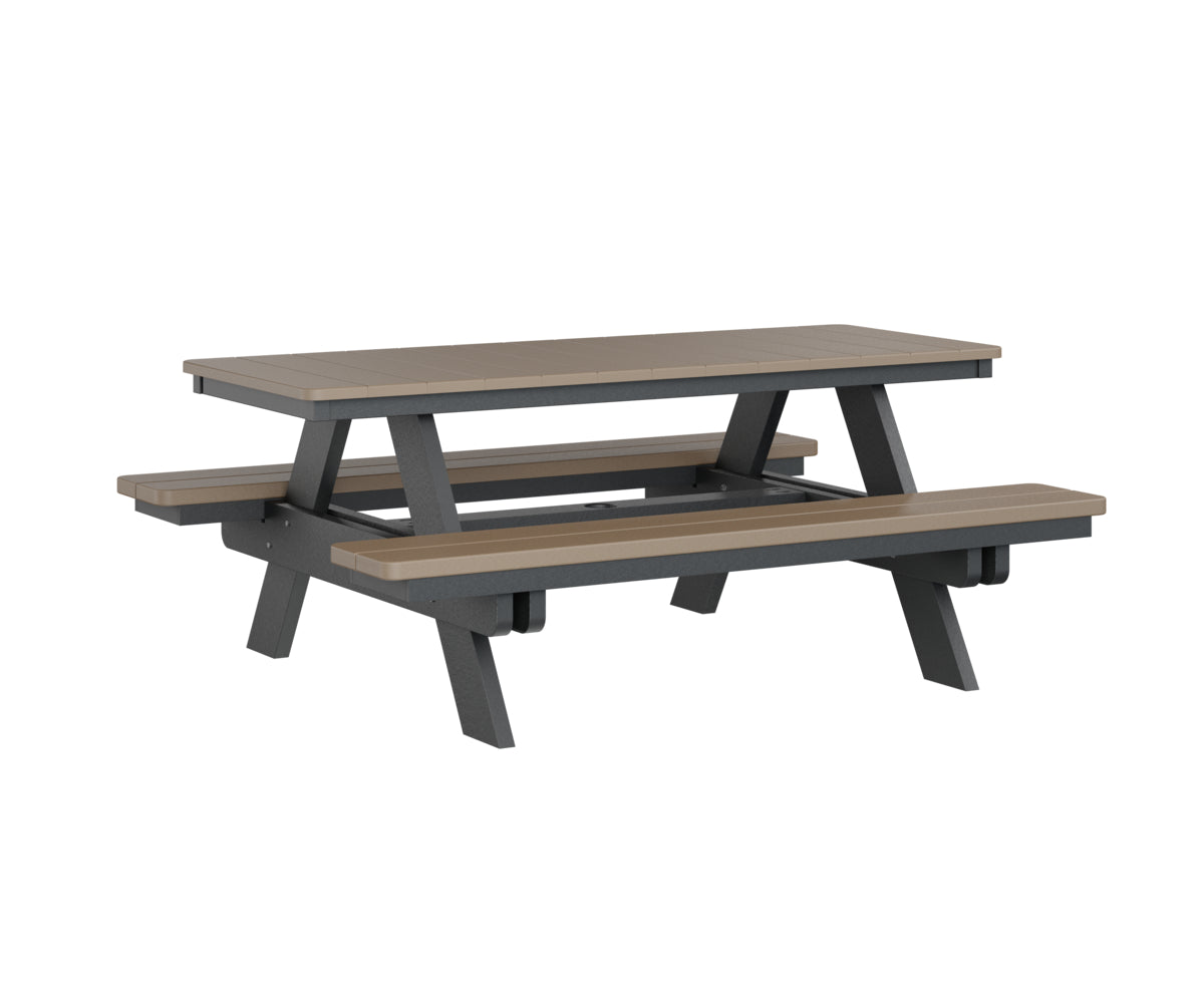 Berlin Gardens Rectangular Picnic Table - Outdoor Dining Set for Patio, Backyard, and Park - Heavy Duty Weather-Resistant Wooden Picnic Bench with Umbrella Hole