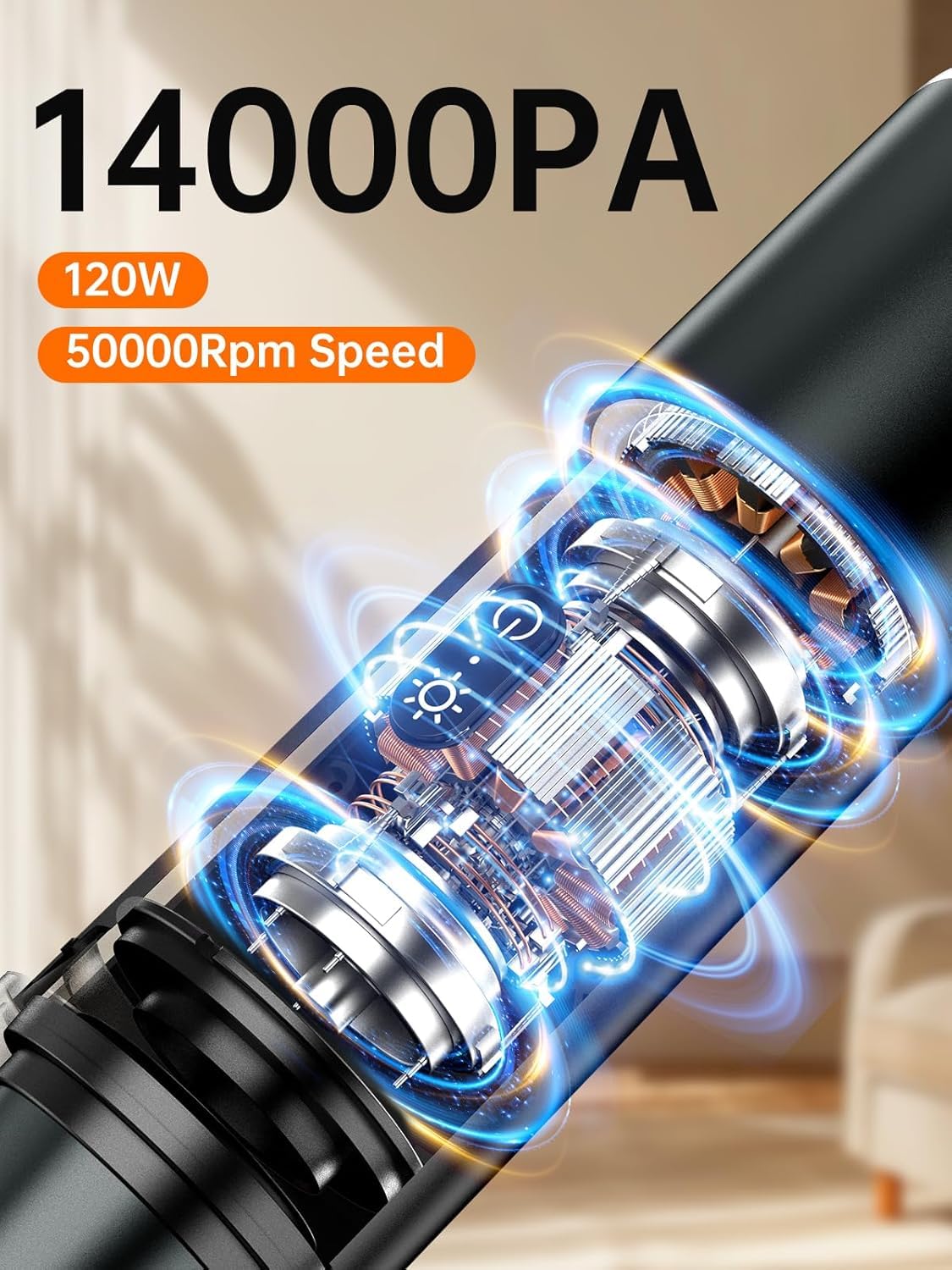 **Ruwa Cordless Handheld Vacuum Cleaner - 14000PA High Power, 2-Speed Rechargeable Mini Vacuum for Car, Home & Pet Hair, 300ml Dust Cup (Pewter Grey) - Perfect for Quick Car Cleaning, Pet Hair Removal & Home Dusting**