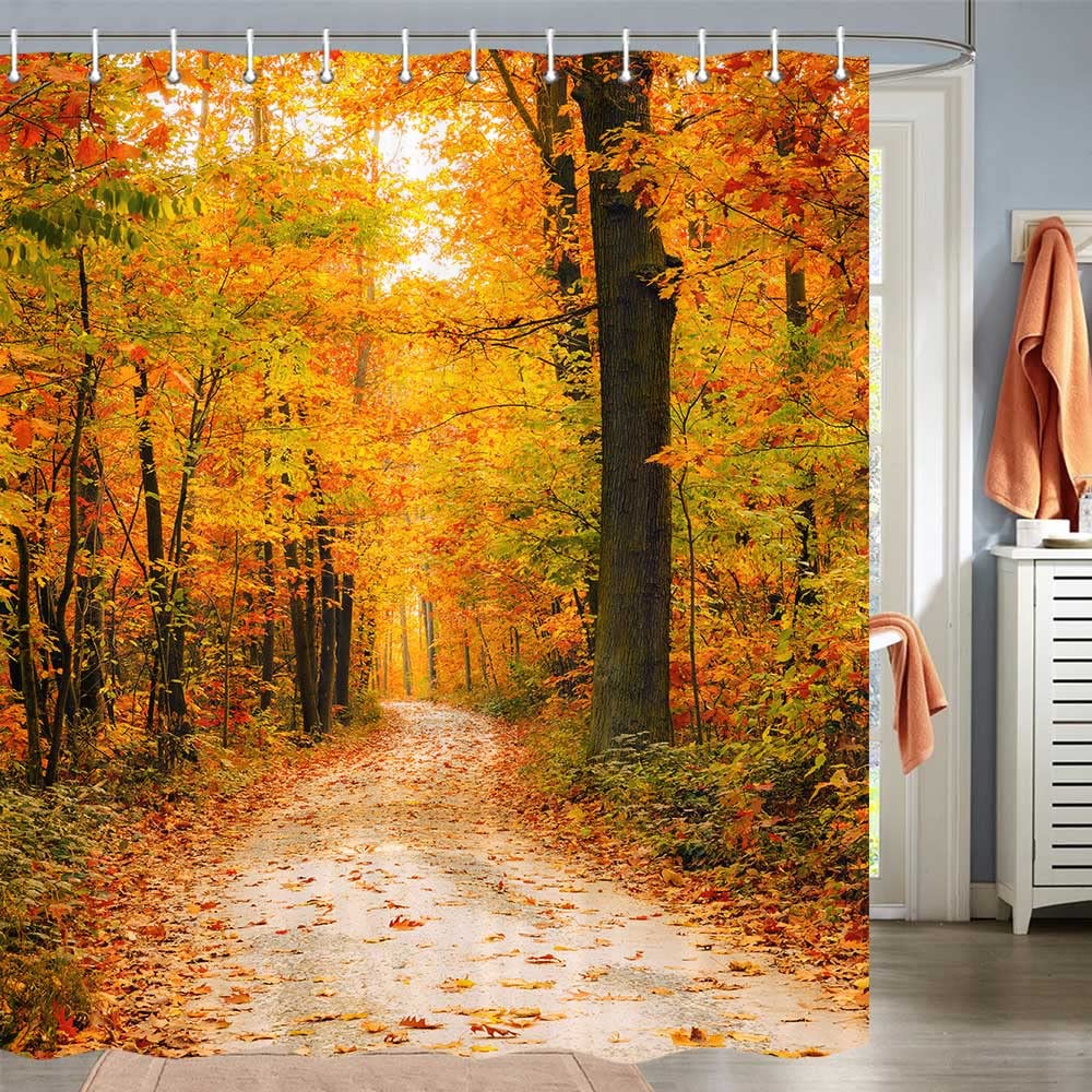 Autumn Maple Leaves Shower Curtain - Fall Forest Bathroom Decor for Nature Lovers