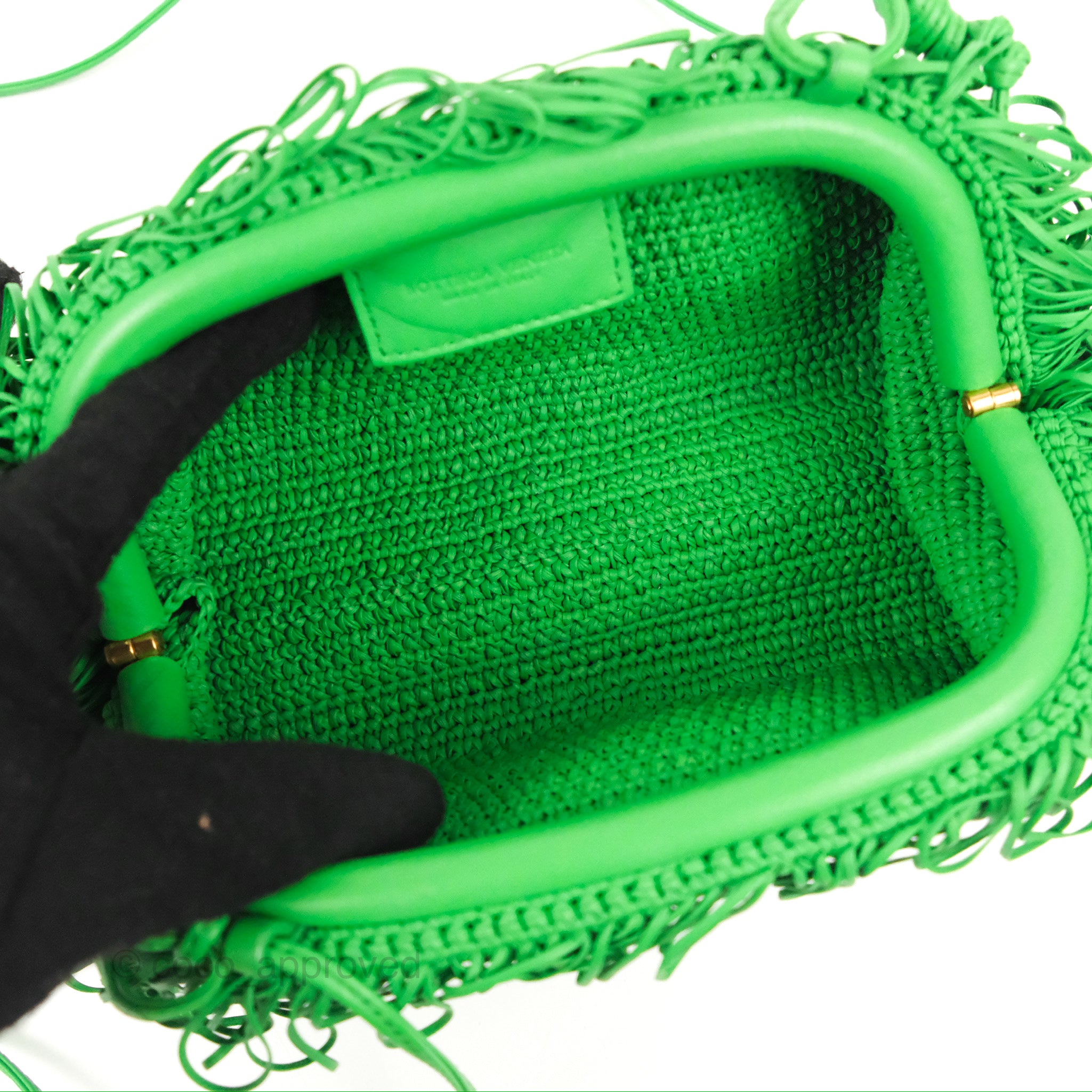 Bottega Veneta Mini Pouch Crossbody Bag - Green Leather & Raffia Clutch for Women | Perfect for Evening Parties, Weddings & Date Nights