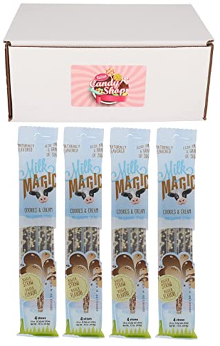 Milk Magic Flavoring Enhancing Straws - Cookies & Cream (16 Straws, Pack of 4) | Fun & Healthy Way to Enjoy Milk for Kids, Parties & Snack Time