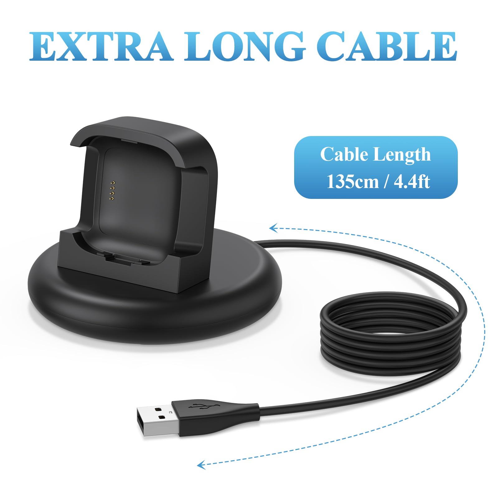 Upgraded Fitbit Versa 2 Charger Dock Stand with Charging Cable - Replacement Charging Accessories for Versa 2 Only (Not Compatible with Versa/Versa Lite) - Perfect for Home, Office & Travel Use