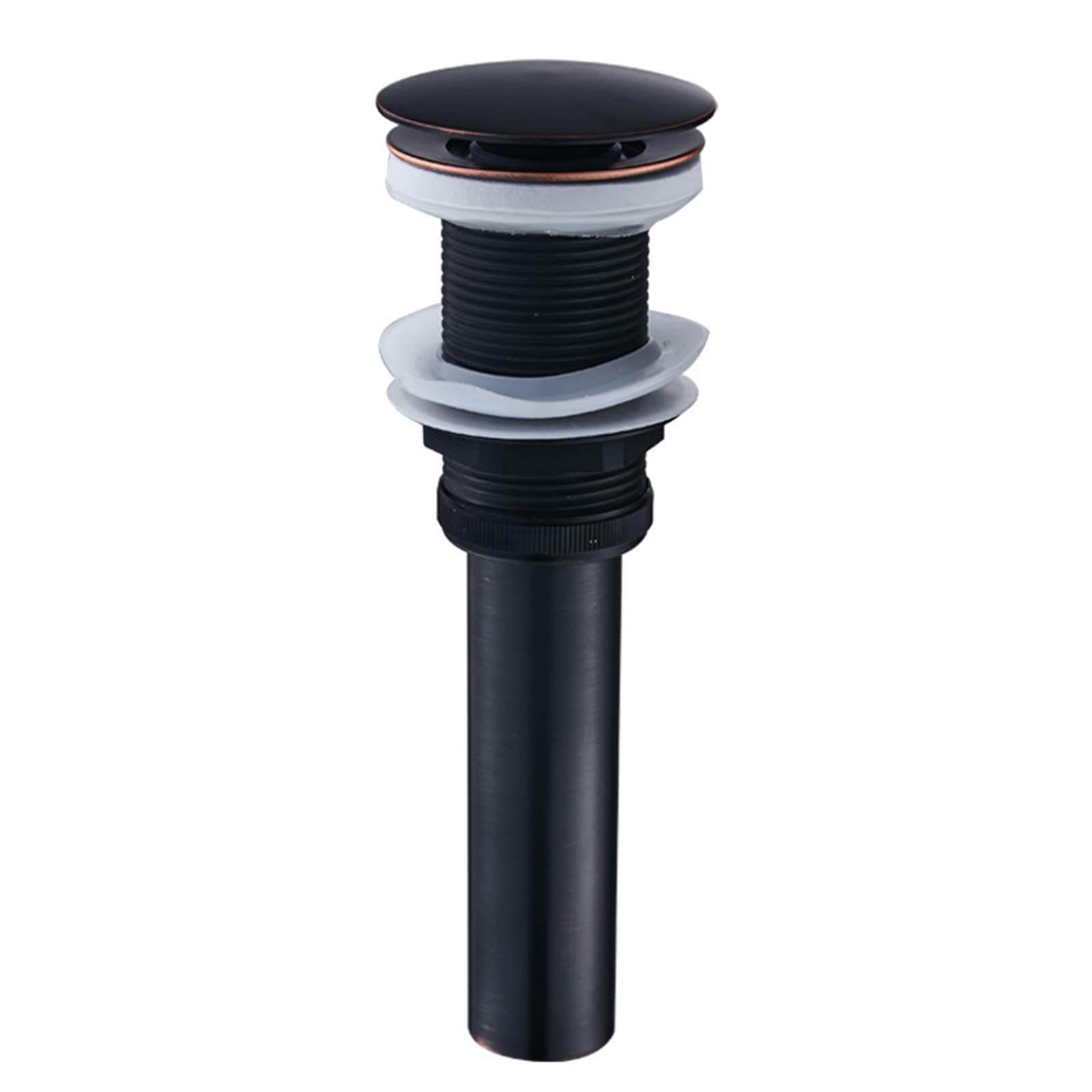 Black Brass Bathroom Sink Drain with Overflow - Pop Up Drain Kit for Bathroom Vanity