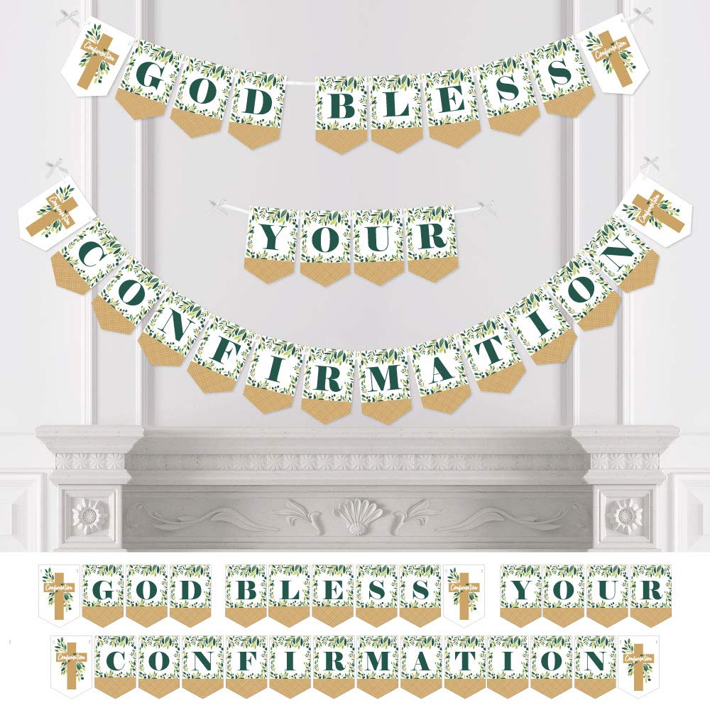Elegant Cross Confirmation Banner - Religious Party Decorations for Church Celebrations - God Bless Your Confirmation - Perfect for First Communion, Baptism & Christian Events