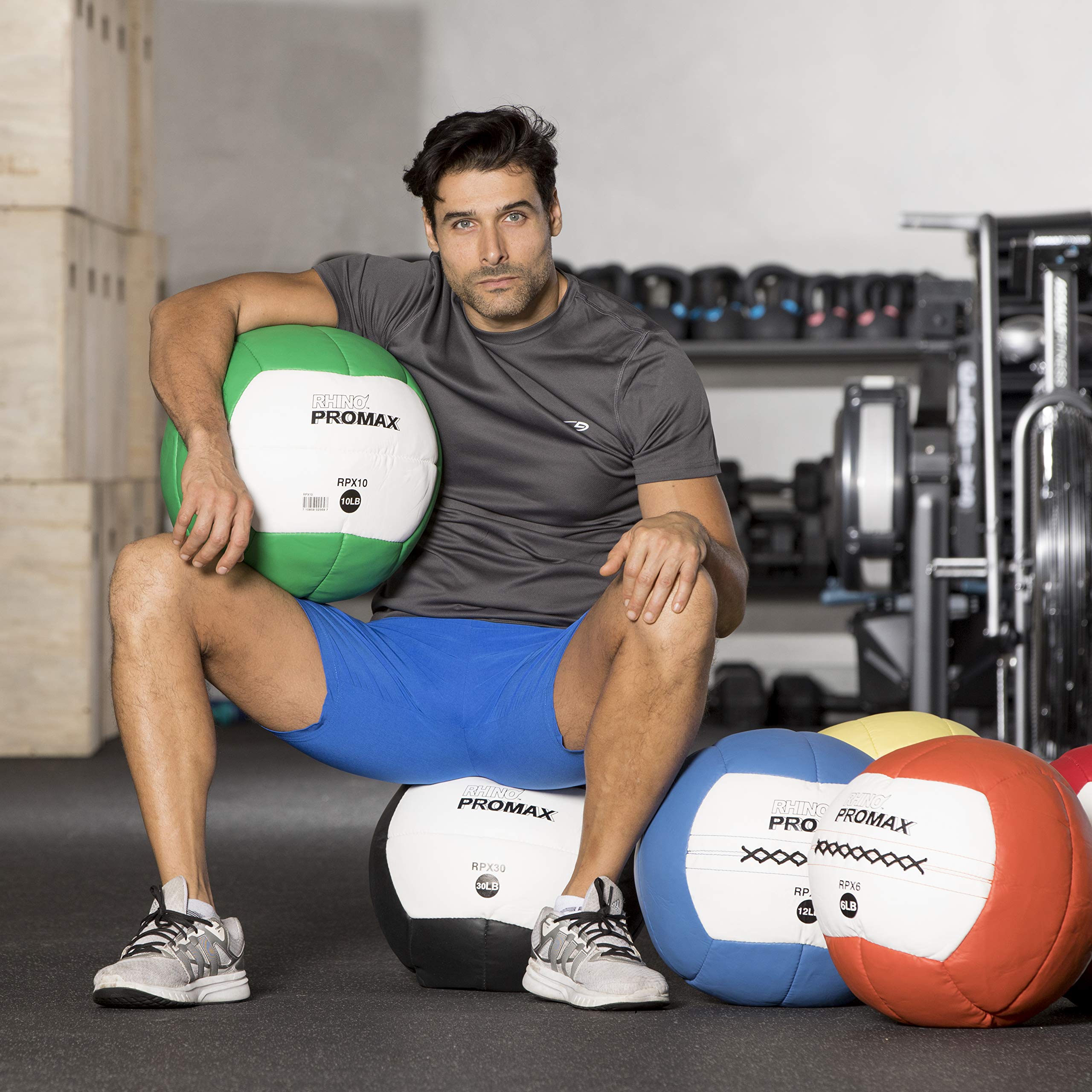 Champion Sports Rhino ProMax Slam Balls - 10 lb Soft Shell Medicine Ball with Non-Slip Grip for Weightlifting, CrossFit, Plyometrics & Home Gym Workouts - Perfect for Strength Training, HIIT & Functional Fitness Exercises