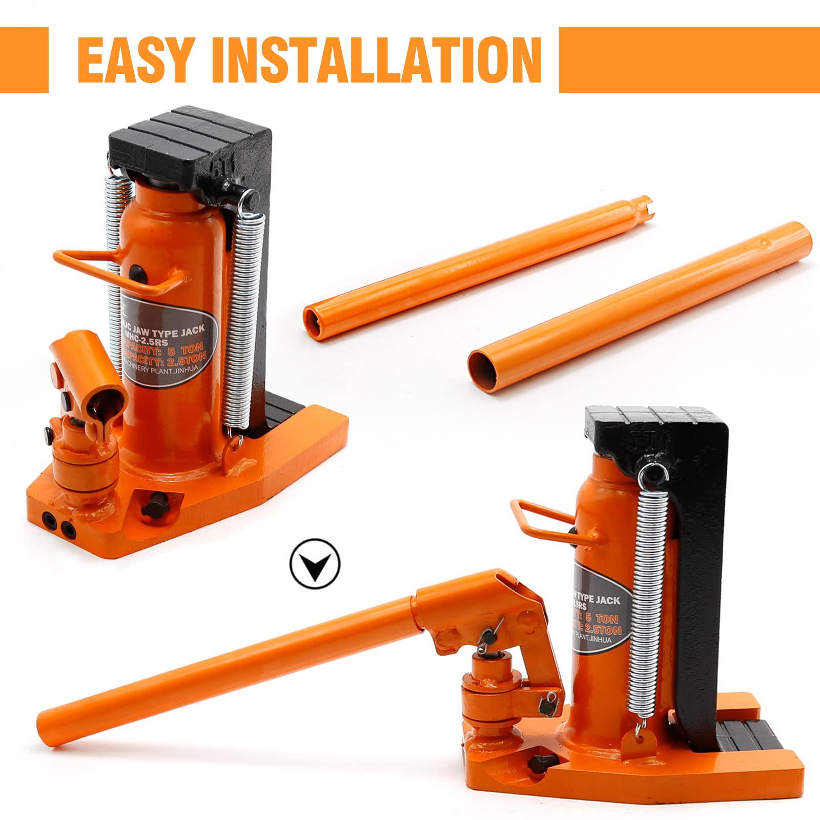 5 Ton Hydraulic Toe Jack - Heavy Duty Manual Hand Pump Lift for Industrial Equipment - Heat-Treated Steel Construction - Yellow (Ideal for Machinery Repair, Automotive Lifting & Construction Sites)