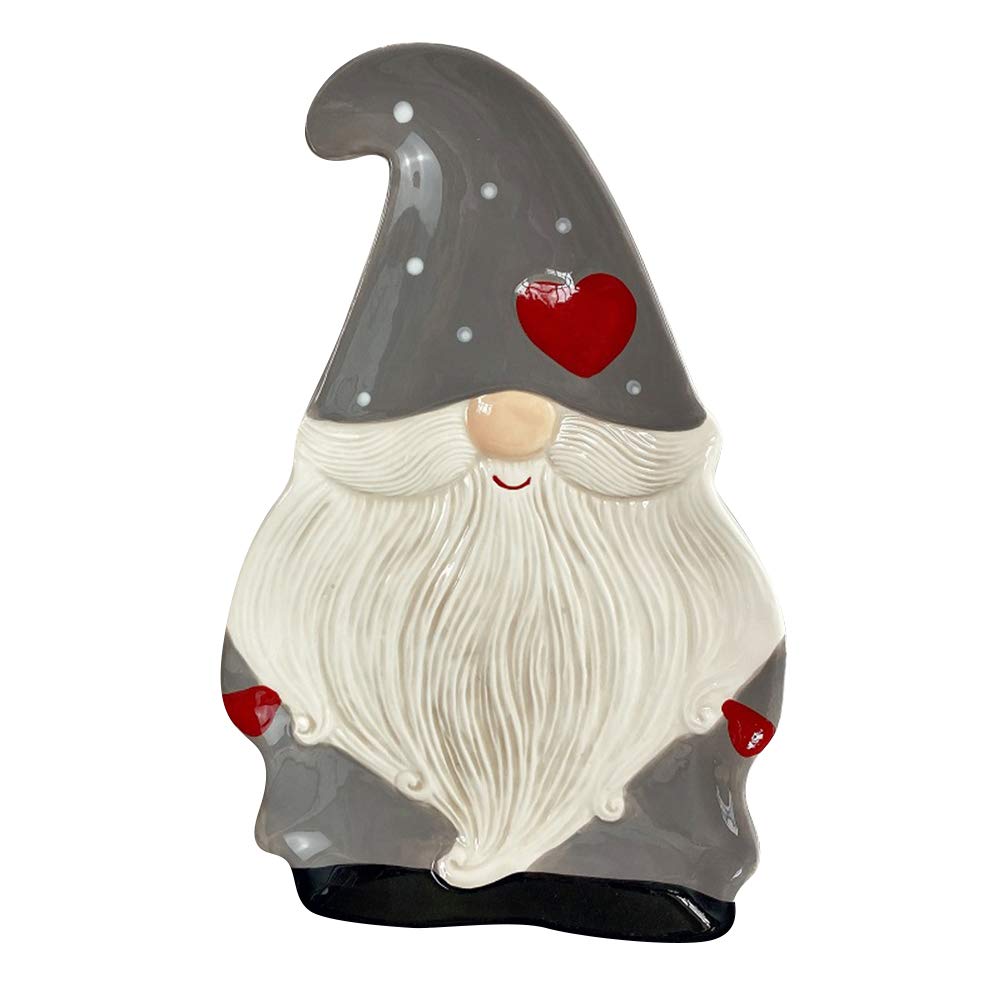 NUOBESTY Gnome-Shaped Serving Platter - Appetizer, Snack & Dessert Tray for Holiday Parties, Candy & Nut Dish - Perfect for Christmas, Thanksgiving & Entertaining (Set of 1, Ceramic) - Great for Festive Gatherings, Buffet Serving & Home Decor