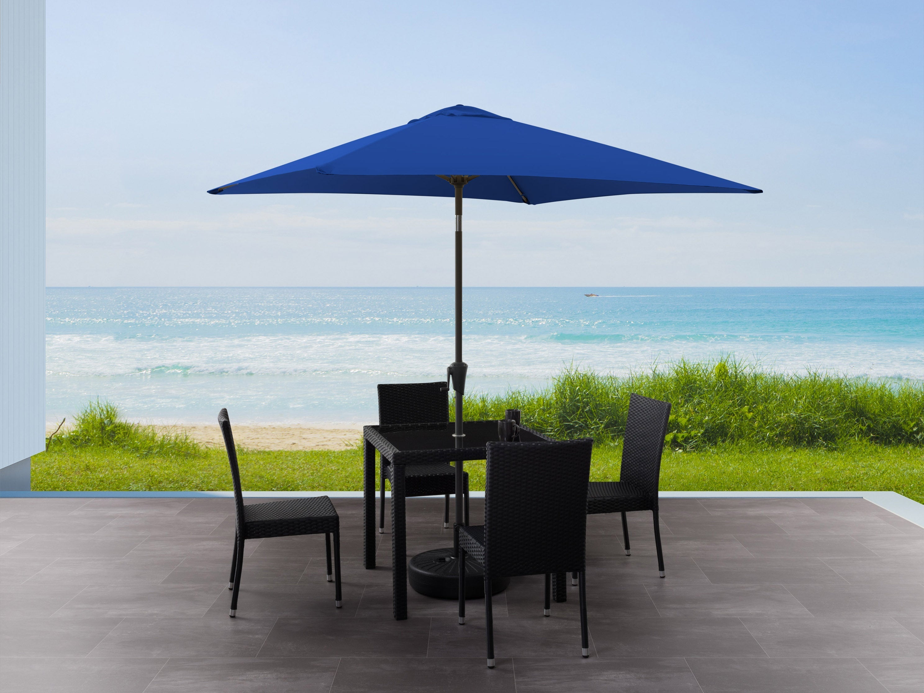 9ft Square Cobalt Blue Patio Umbrella - Outdoor Sun Shade for Pool, Deck, Garden & Backyard - Waterproof & UV Protection