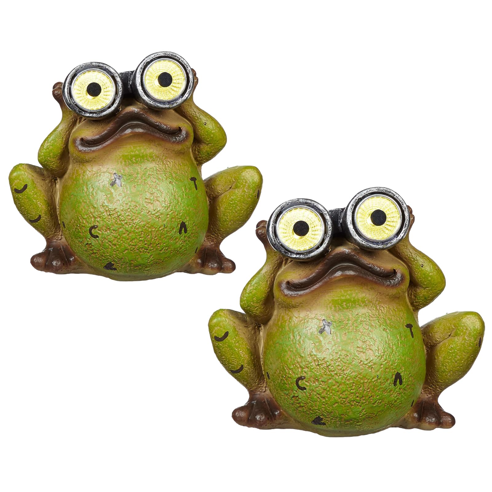 Solar LED Frog Garden Statues - 2 Pack Outdoor Animal Figurines with Lights for Patio, Yard, Balcony Decor | Unique Housewarming Gifts & Lawn Ornaments | Perfect for Nighttime Garden Lighting & Outdoor Parties