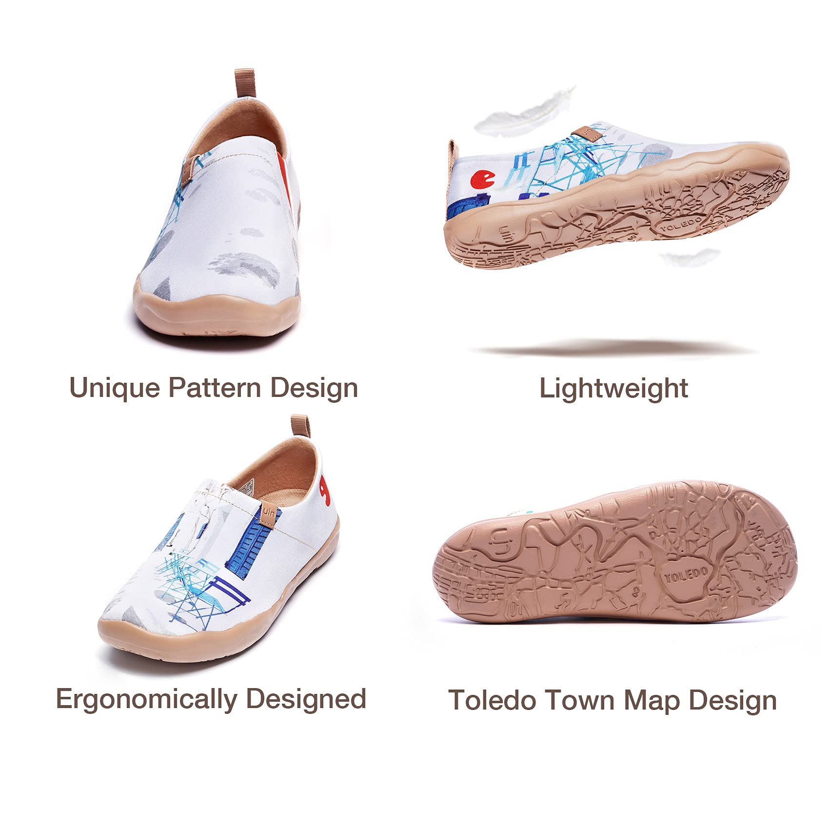 UIN Women's Slip On Sneakers - Comfortable Knit Loafers with Artistic Painting | Soft Walking Shoes for Women | Perfect for Casual Wear, Travel & Everyday Comfort