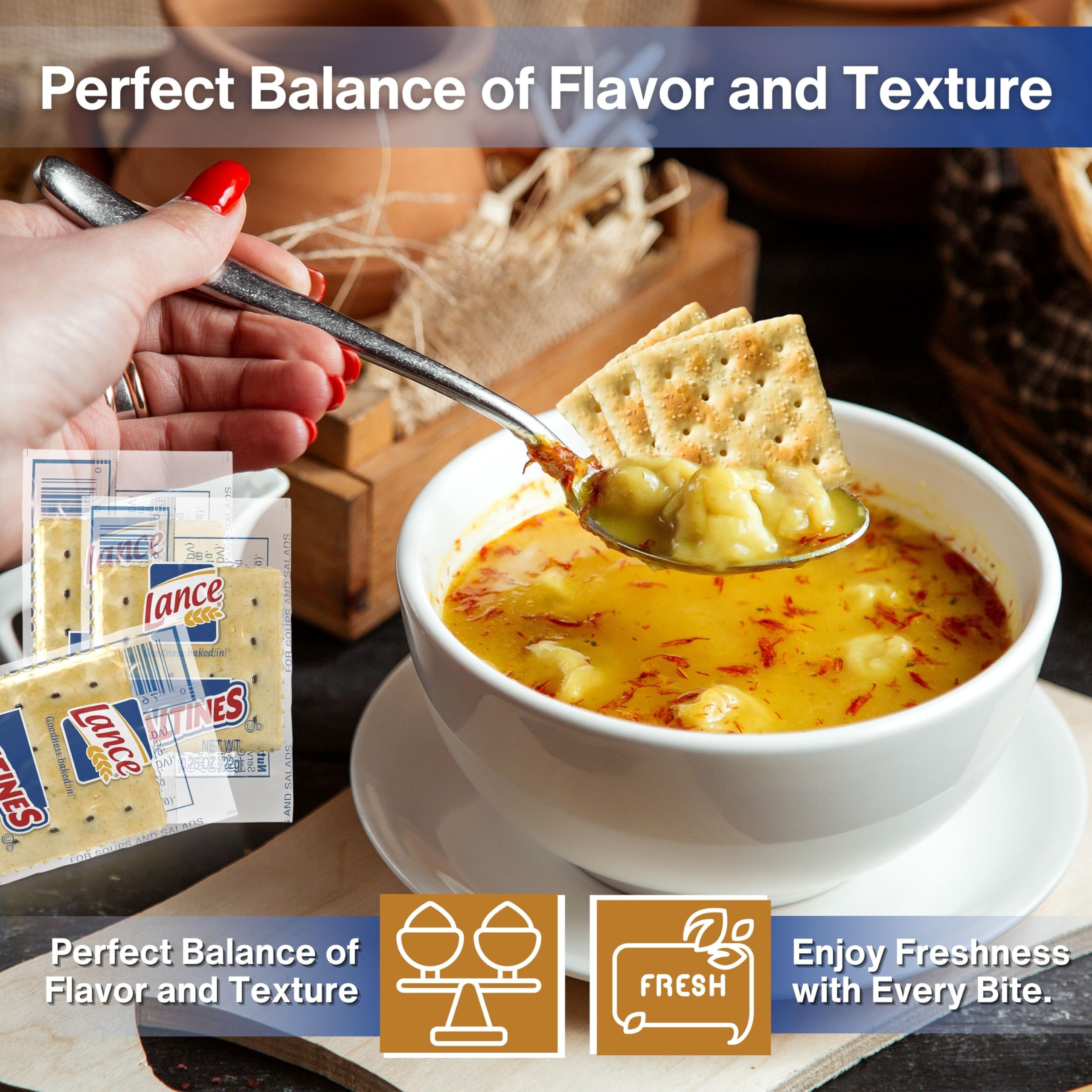 Lance Saltines Crackers (75 Packs) - Individually Wrapped 2-Cracker Pouches - Perfect for Snacks, Toppings, Dips, Soups & Salads - Great for Travel, Picnics, Parties, Camping, Road Trips & Office - Crunchy Crackers for Cheese Platters, Charcuterie Boards & Quick Bites