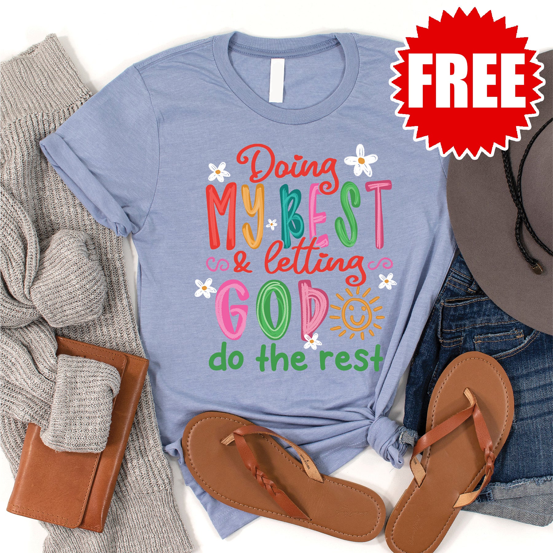 Doing My Best Tee - Heather Blue Cotton T-Shirt for Men & Women | Casual Comfort Wear for Everyday Outfits