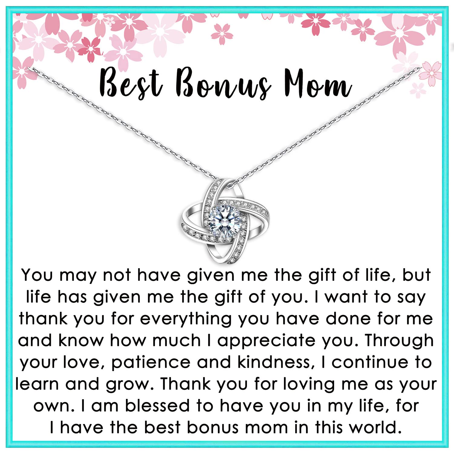 Bonus Mom Necklace - Elegant Jewelry Gift for Stepmom | Birthday, Christmas & Mother's Day Present | Perfect for Special Occasions & Heartfelt Moments