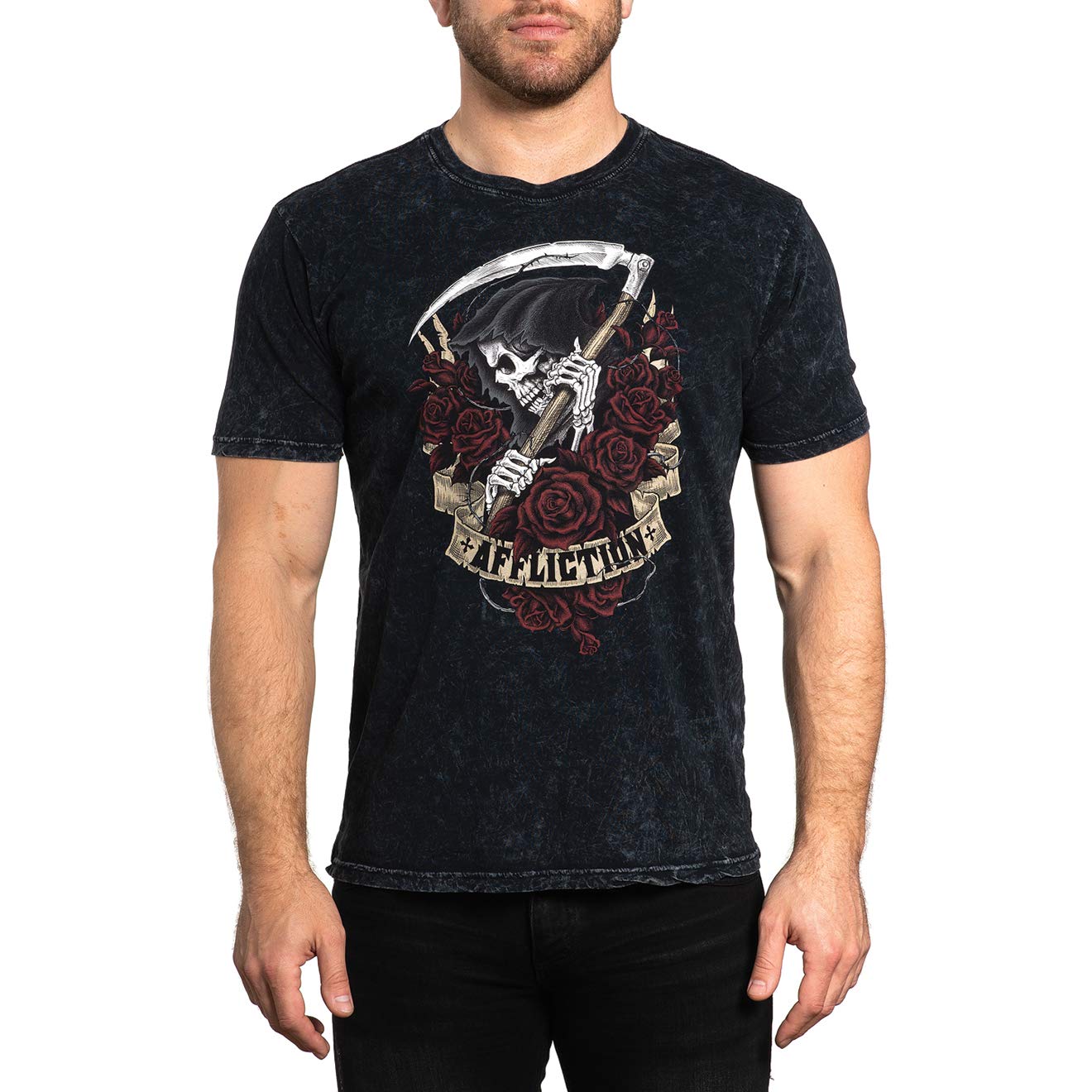 Affliction Men's Skull Graphic T-Shirts - Gothic Punk Style Cotton Tees for Casual Wear & Street Fashion | Perfect for Concerts, Parties, and Everyday Outfits