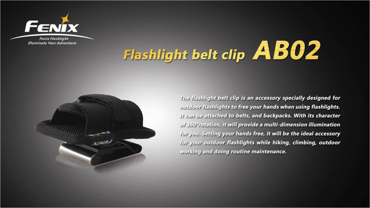 Fenix AB02 Belt Clip Holster - Secure & Adjustable Flashlight Holder for Tactical, Outdoor, and Everyday Carry (EDC) - Perfect for Hiking, Camping, and Emergency Use