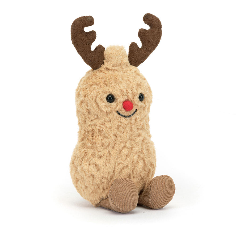 Amuseables Peanut Reindeer Plush Toy - Cute & Soft Stuffed Animal for Christmas Decor, Gift, or Collectible - Perfect for Holiday Parties, Home Decor, and Festive Gifting
