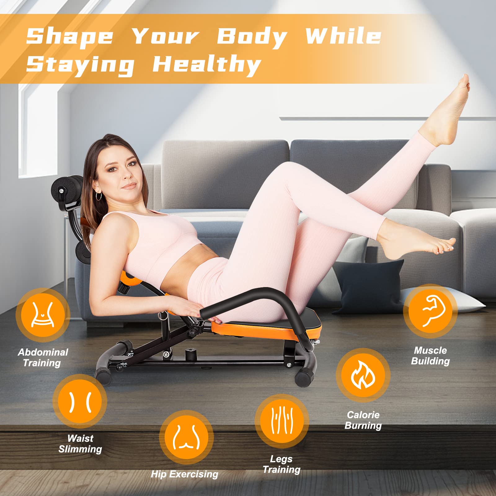 Goplus Adjustable Ab Rocket Twister Trainer - Core & Abdominal Exercise Machine for Home Gym, Workout Equipment with Incline Feature - Perfect for Toning Abs, Strengthening Core & Full-Body Fitness Training