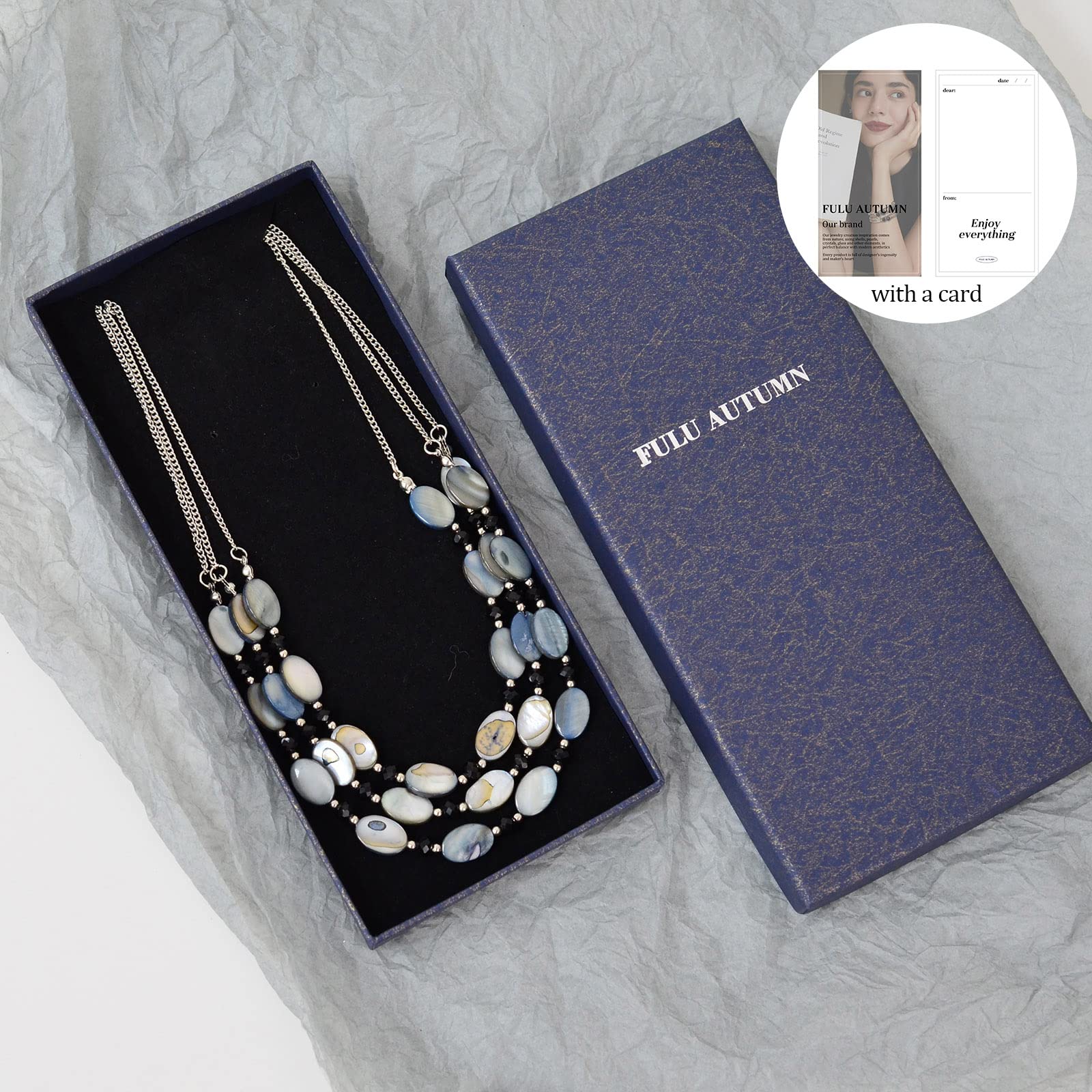 FULU AUTUMN Chunky Layered Beaded Necklace for Women - Multi Strand Statement Jewelry, Fashion Birthday Gift for Mom - Perfect for Parties, Weddings & Casual Wear