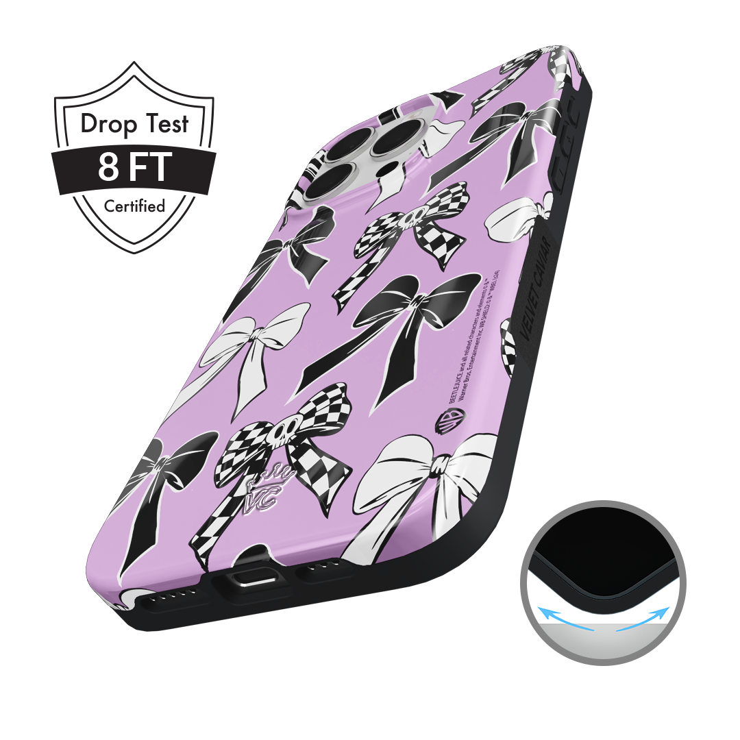Beetlejuice Bows iPhone Case - Stylish Protective Cover for iPhone 13/14/15 Pro Max - Durable Shockproof Slim Design - Perfect for Halloween, Cosplay, and Movie Fans